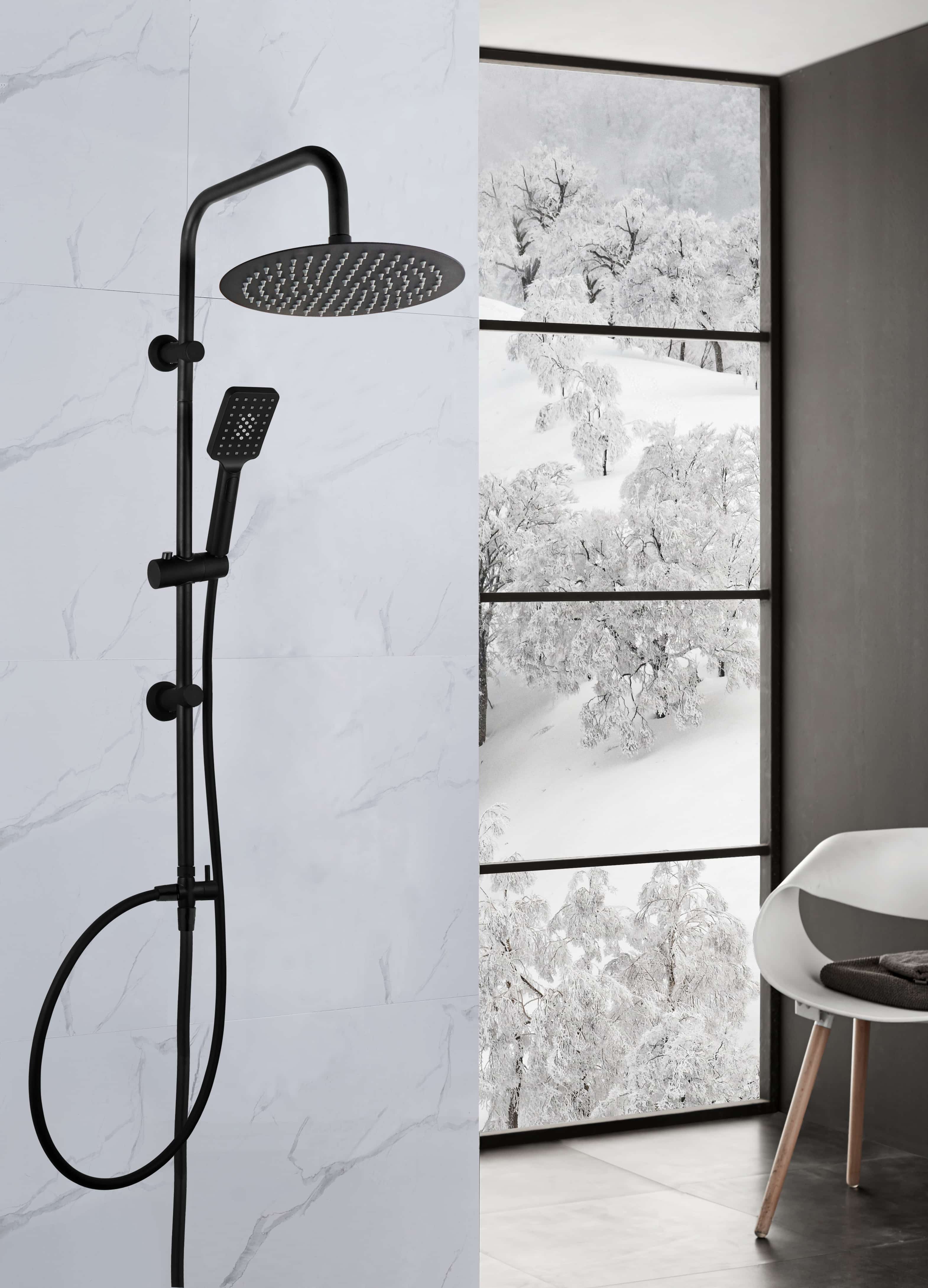 Luzzo® Square Douchekolom 25 cm Regendouche zonder kraan - Zwart
