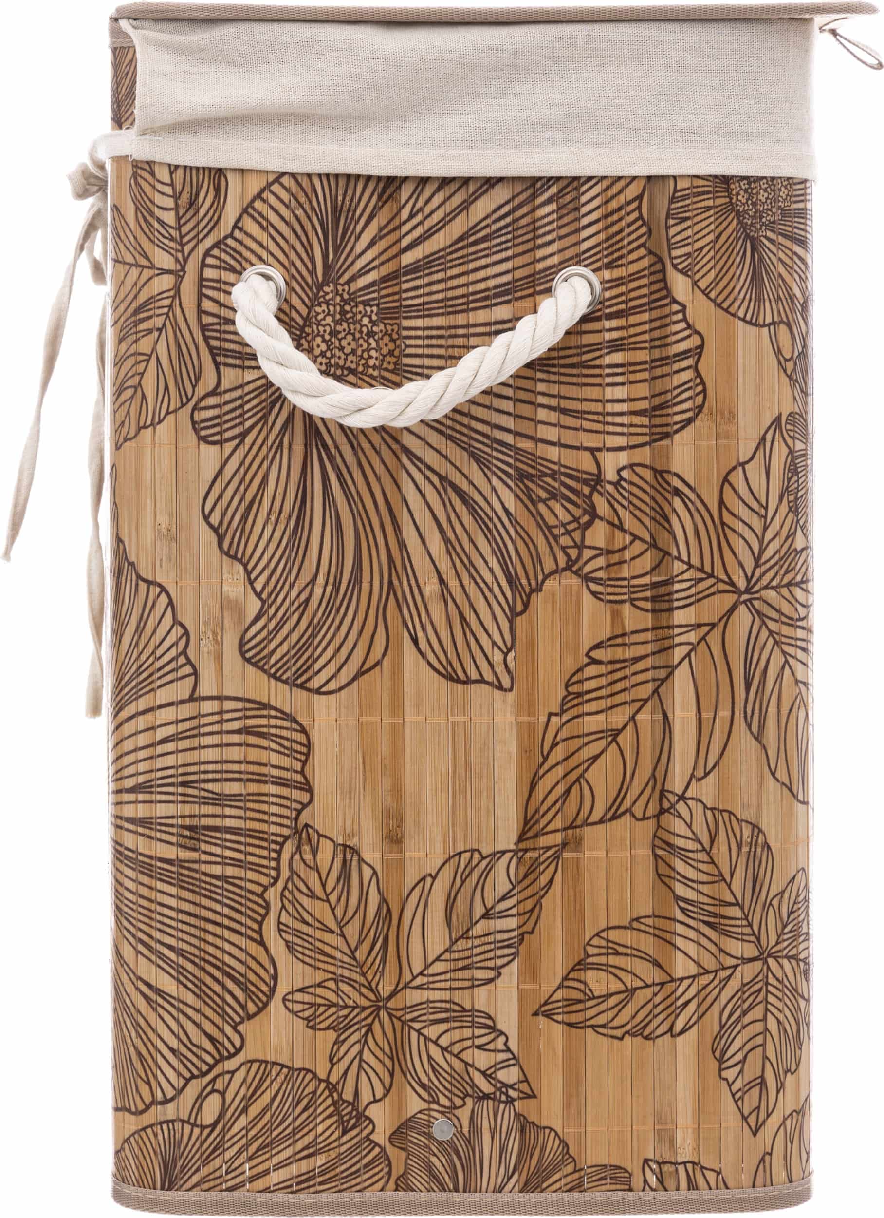 4goodz Bamboe Wasmand opvouwbaar 50 liter met Bloemen 30x41x50 cm