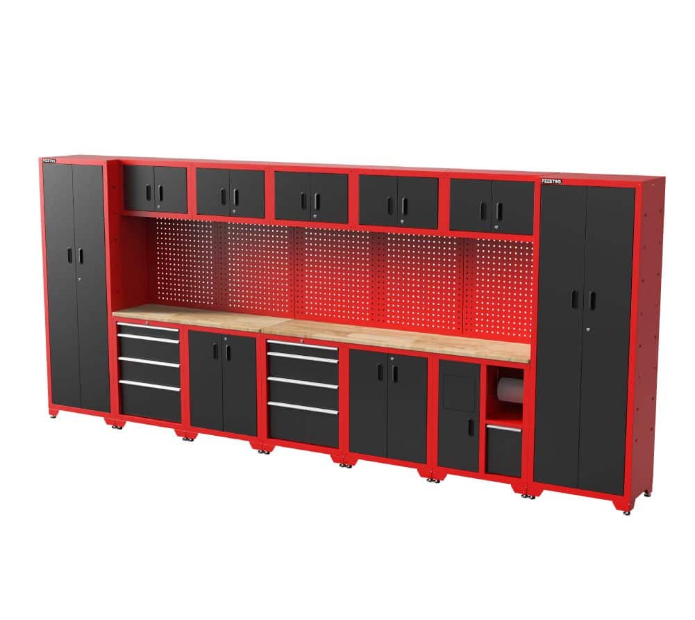 Feistos Gereedschapswand Hoge kast Juno 12 - 46x462x198cm - Zwart/Rood