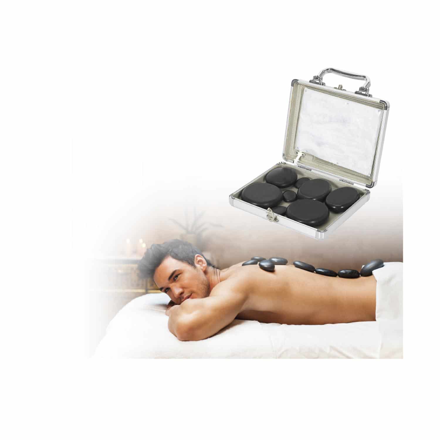 9-delige set Hotstone Massage Stenen met Verwarming in koffer