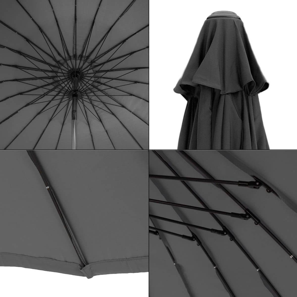 Parasol Shanghai 270 cm met Aluminium buis - kleur Charcoal