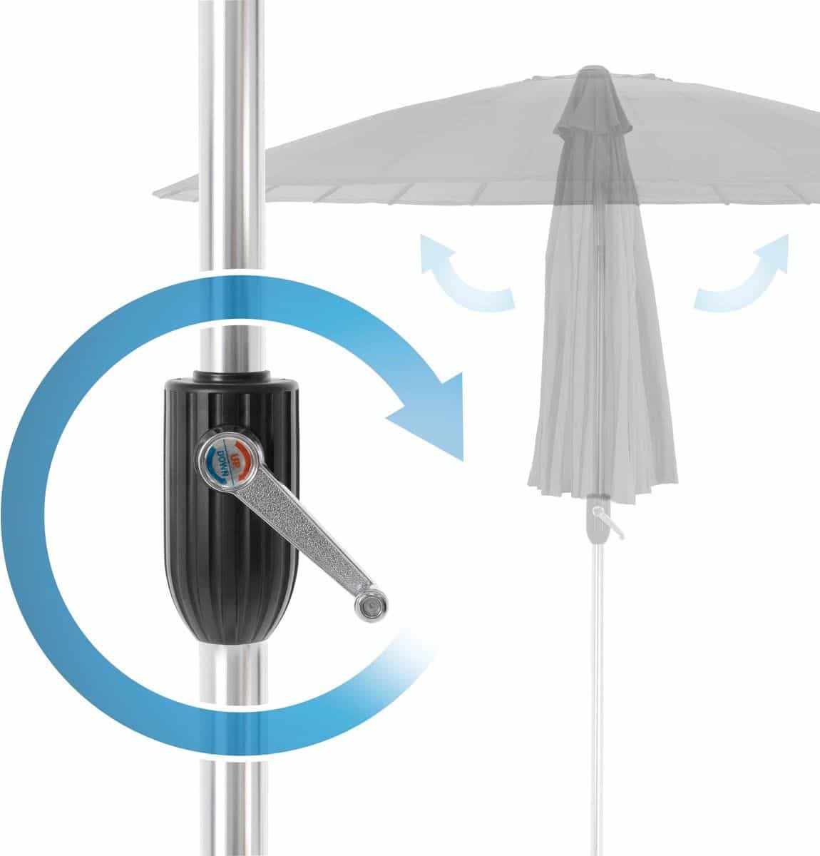 Parasol Shanghai 270 cm met Aluminium buis - kleur Charcoal