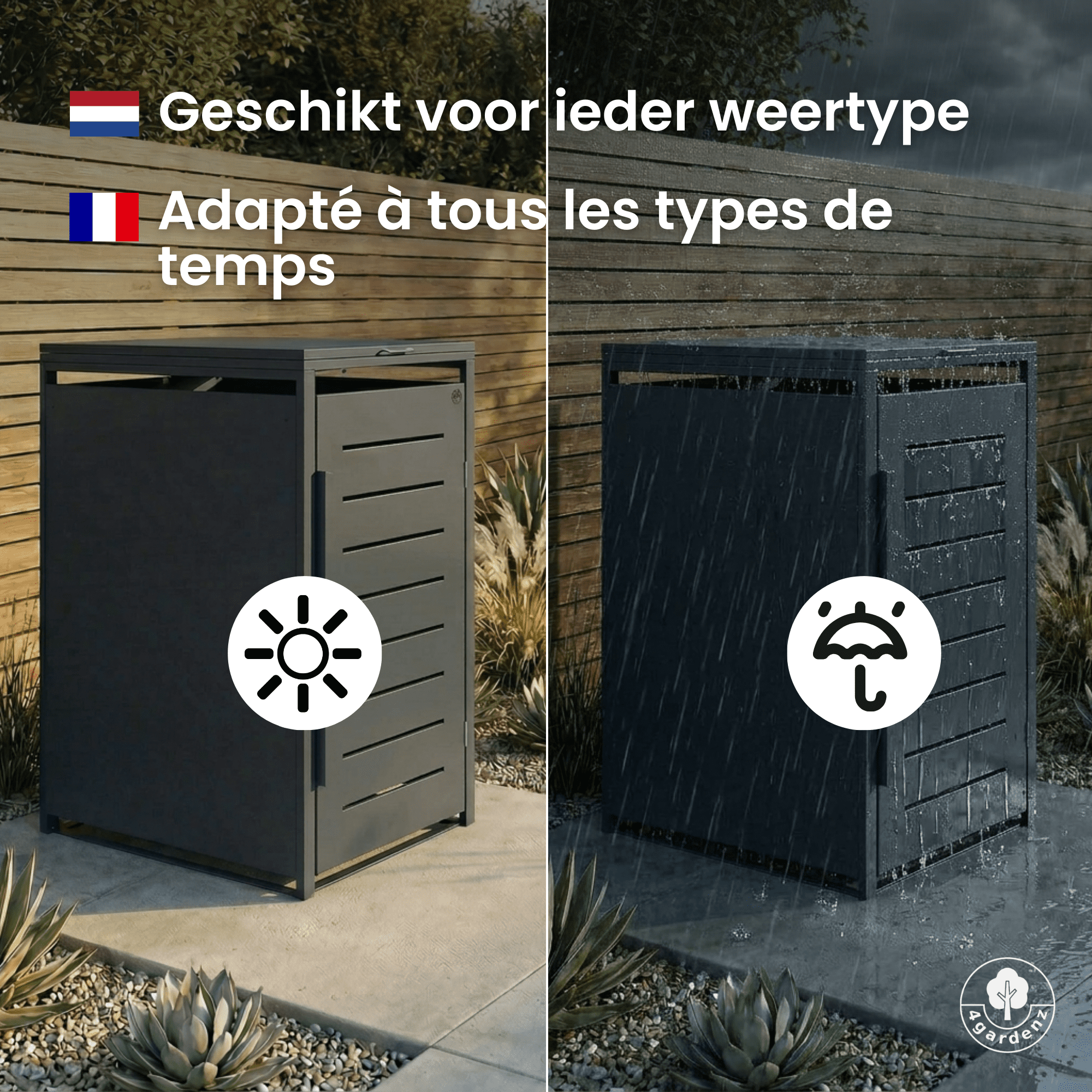 4gardenz® Slimline Kliko Containerombouw 3 Afvalbakken - Antraciet