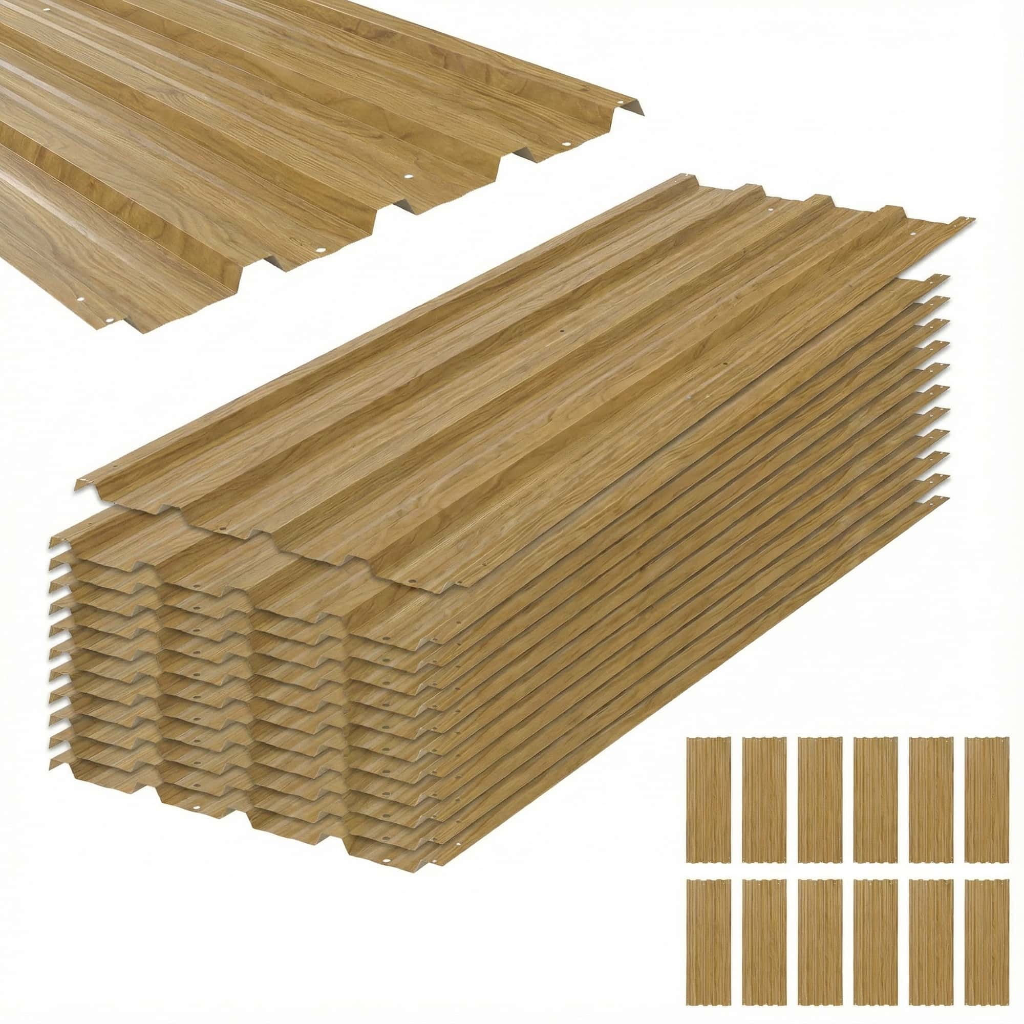 4goodz 12x Damwand Dakplaten 7m² - 129x45cm Verzinkt - Houtlook Bruin