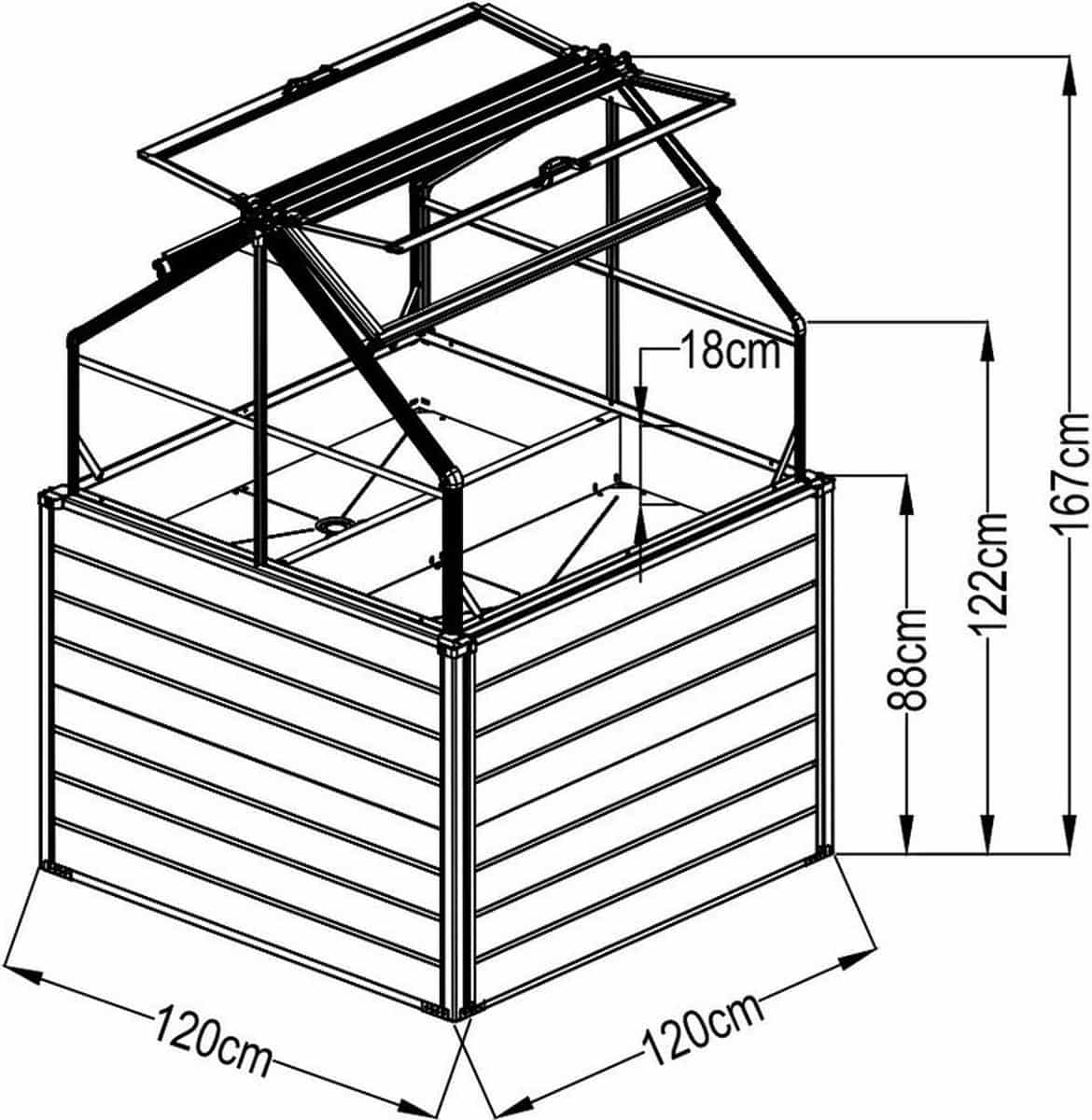 Plantenbak Westmann SUP003 - Bloembak - Verhoogde Moestuin - 120x120x169 cm