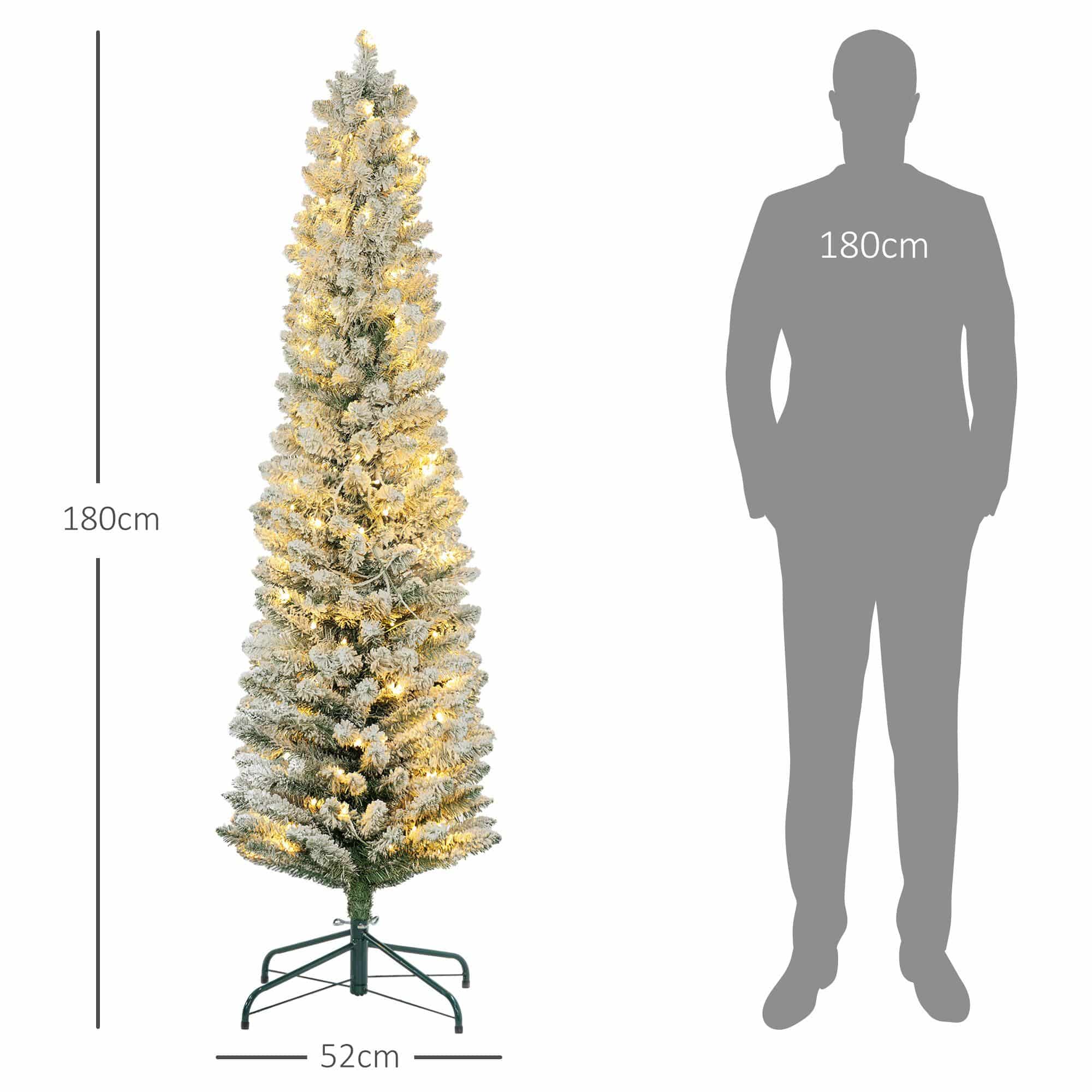 Homcom Kerstboom met Sneeuw 180 cm - LED Verlichting - Wit/Groen Homcom Kerstboom met Sneeuw 180 cm - LED Verlichting - Wit/Groen