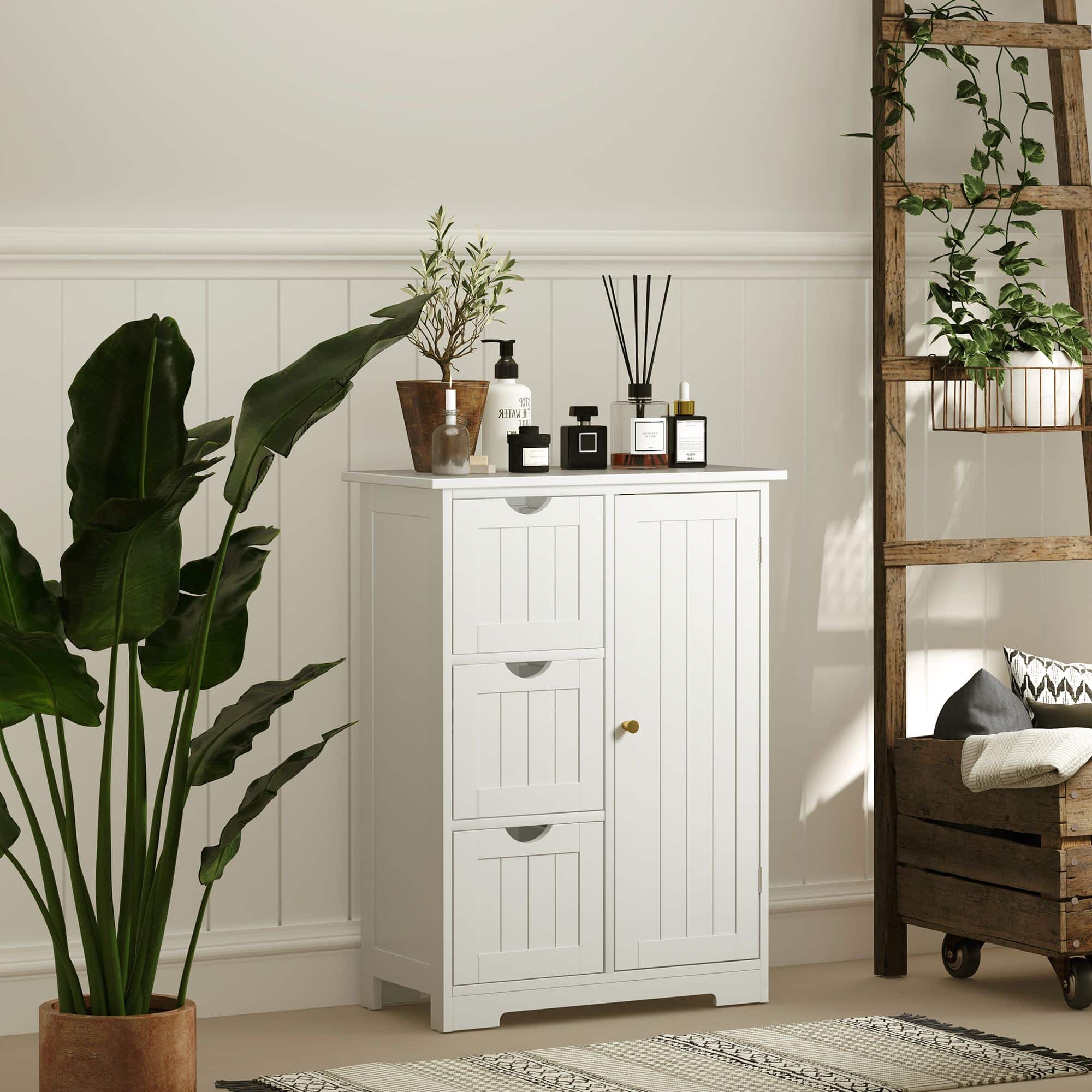4goodz Buffetkast Badkamer Ladekast, 3 Laden, 3 Planken, MDF, Wit