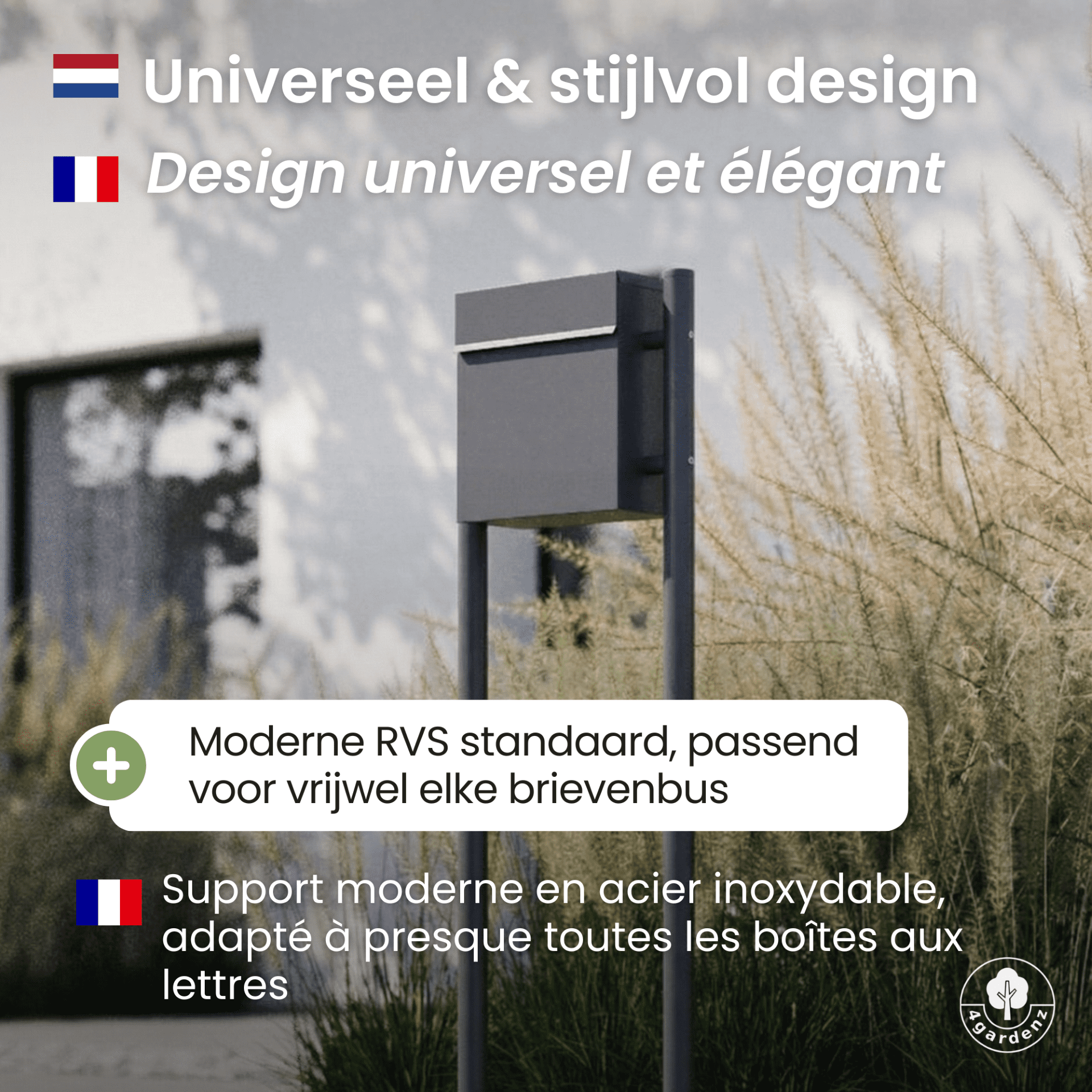 4gardenz® Brievenbus Standaard voor vrijstaande brievenbus - antraciet