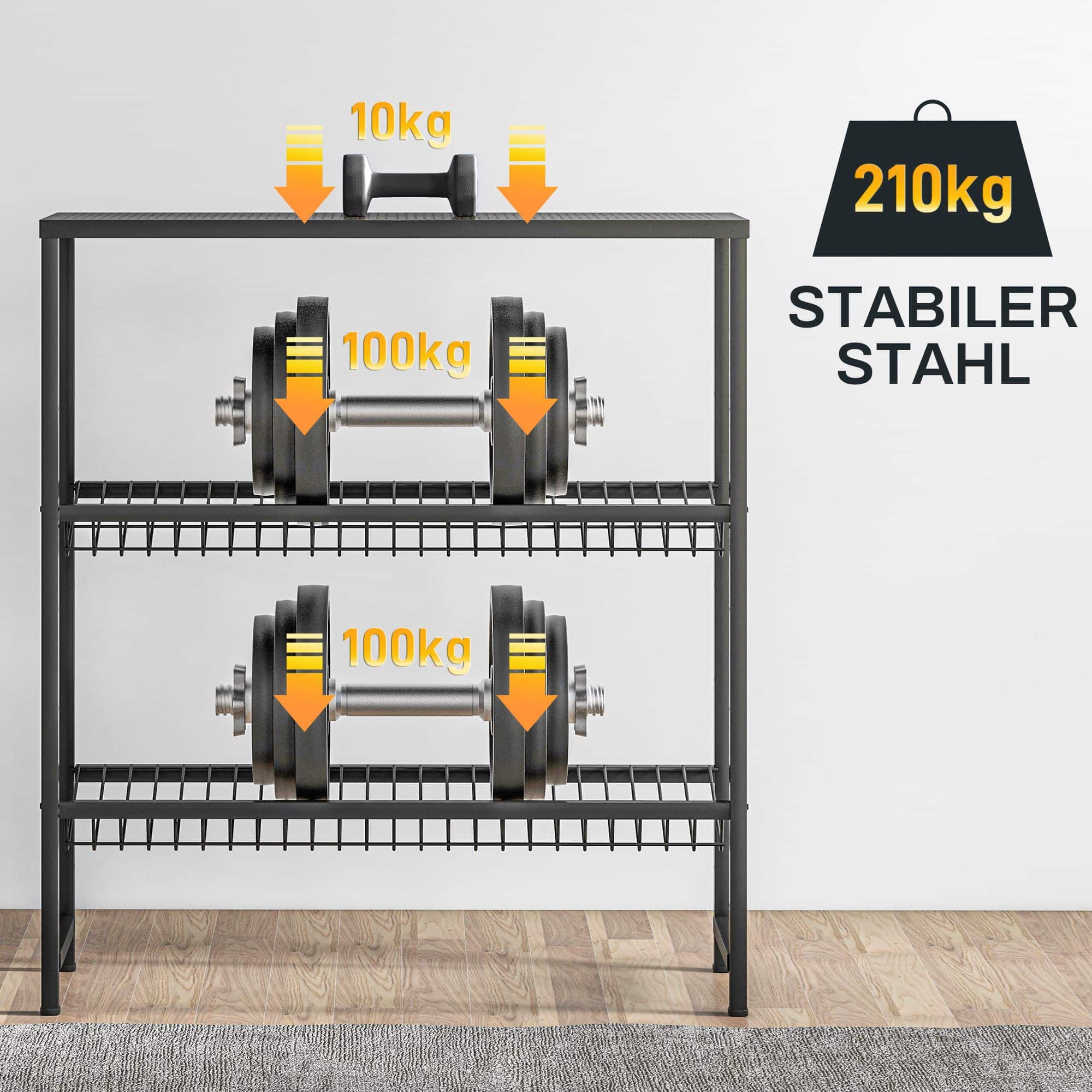 4goodz Krattenrek Heavy Duty 6 kratten - Draagvermogen 210 kg - zwart