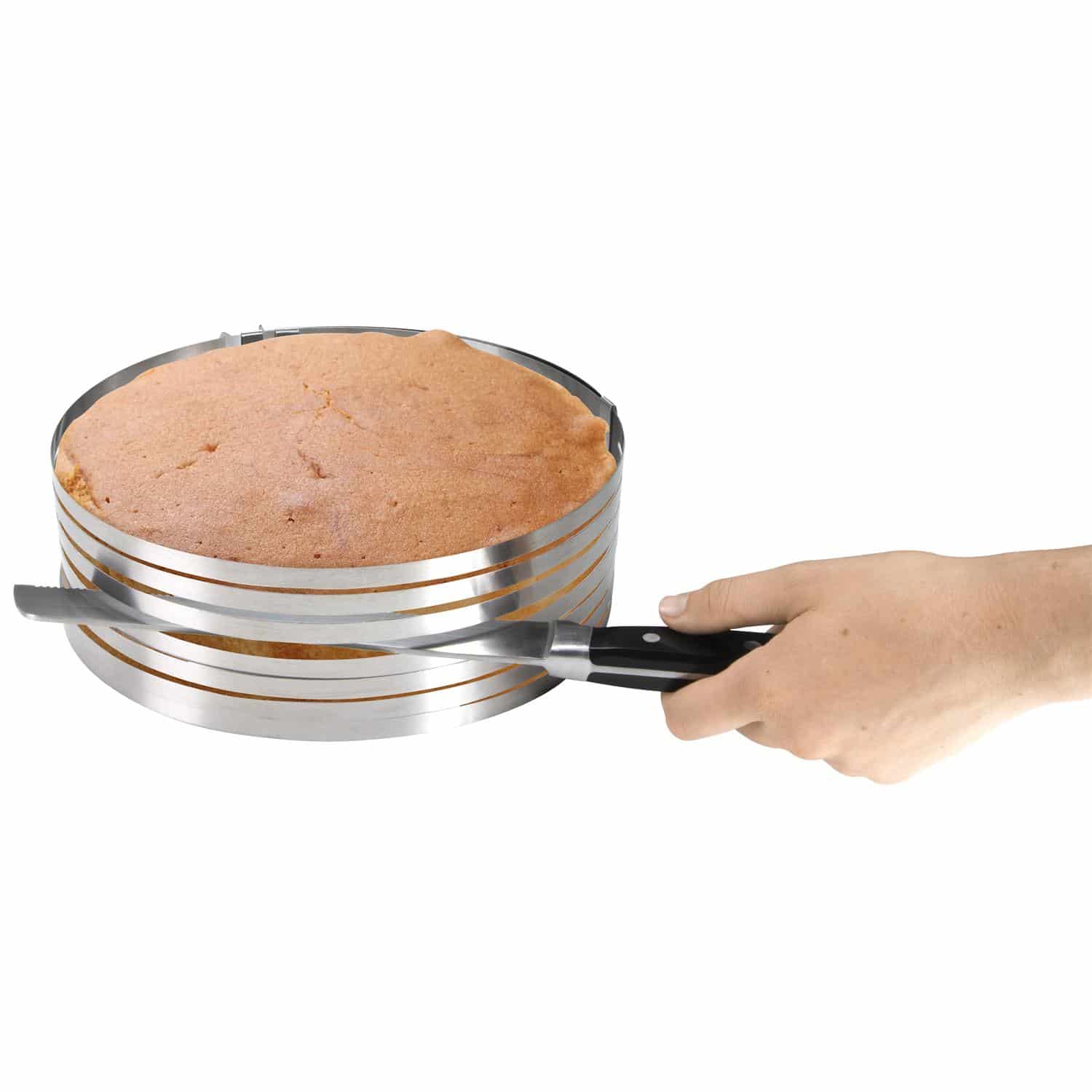 4goodz Verstelbare Taart Cake Snijmal RVS - 24/30 cm - Zilver
