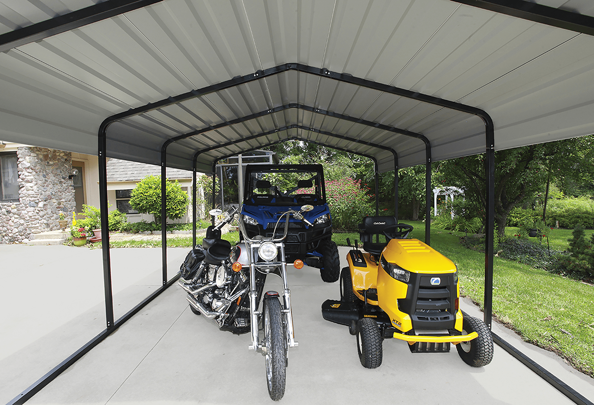ShelterLogic Carport Napels - Overkapping Metaal - 600x370x260 cm - wit/zwart