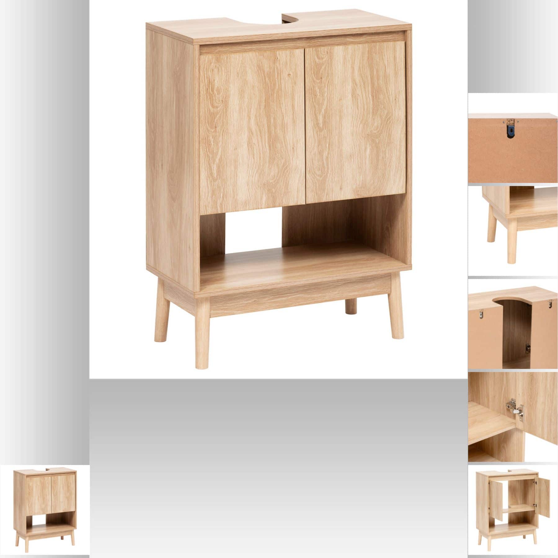 Wastafelonderkast Abana - Wastafelmeubel 30x60x80 cm - Bruin