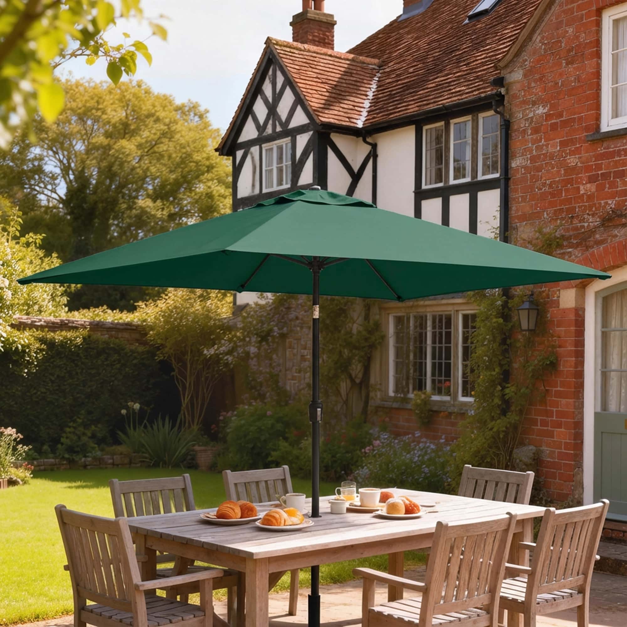 4goodz Parasol 300 x 200 cm - kantelbare balkonparasol met draaihendel - groen