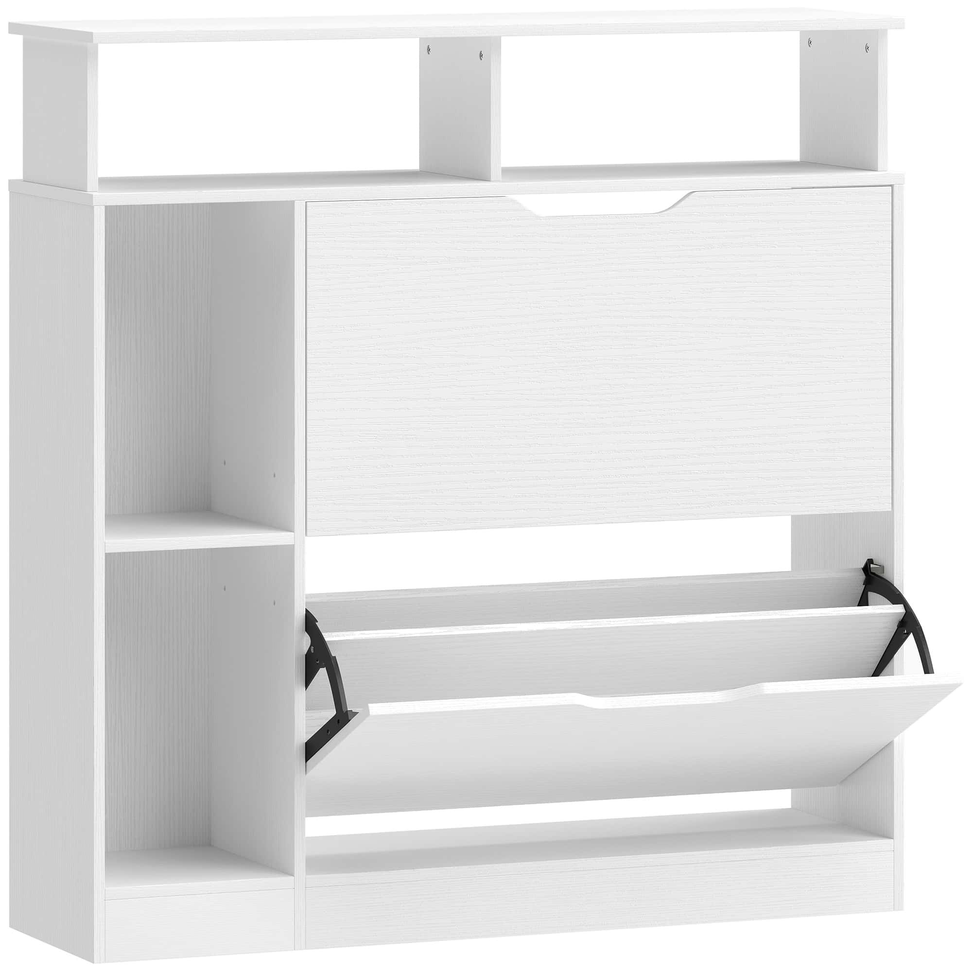 4goodz Schoenenkast - 2 kleppen - Open Rekken - 12 Paar Schoenen - Wit