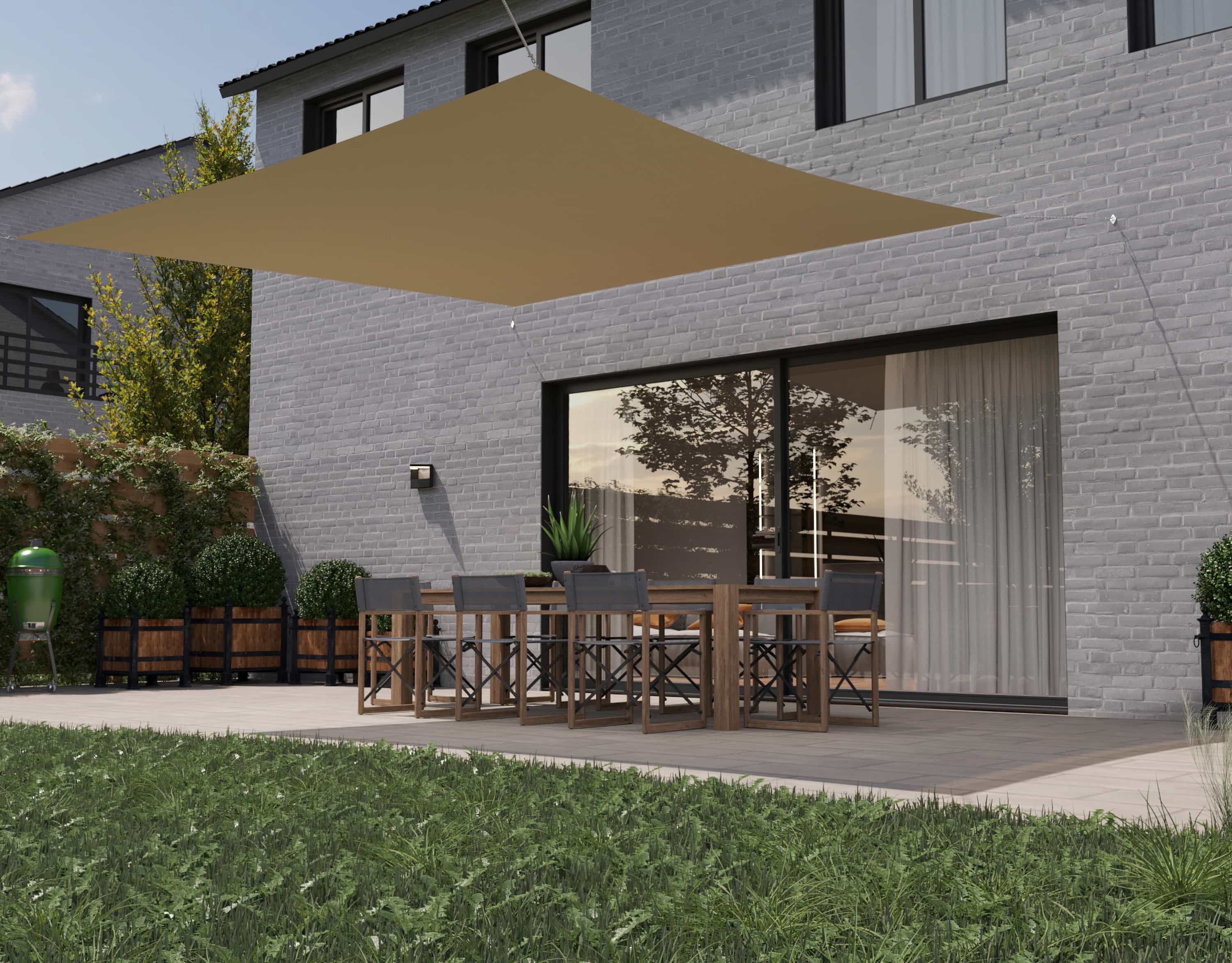 hanSe® Schaduwdoek Vierkant Waterafstotend 2,5x2,5 m Zonnedoek Creme