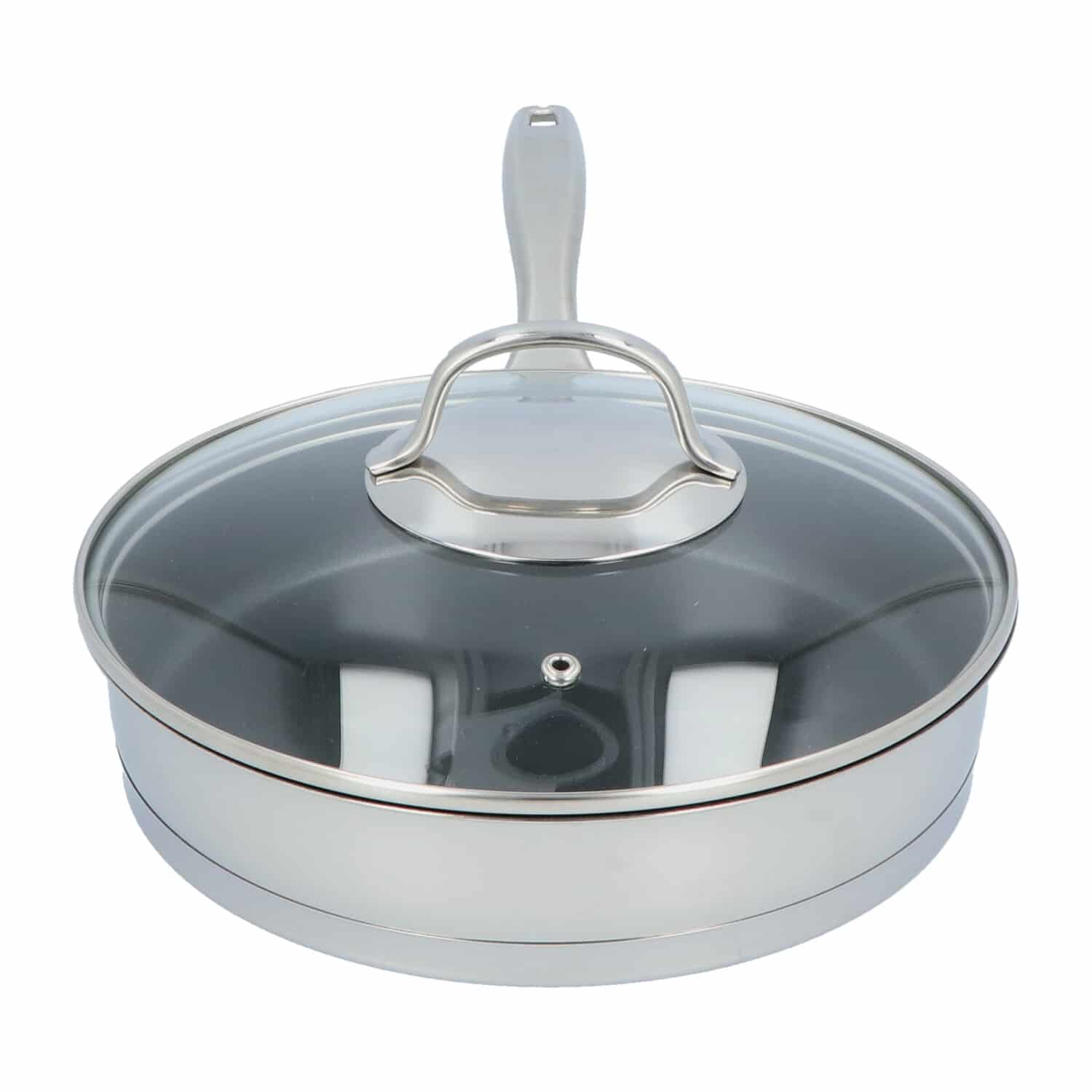 4goodz Dubbelwandige RVS Hapjespan Anti-aanbak met deksel 24 cm