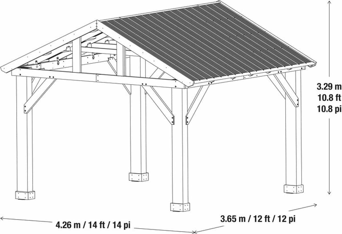 Westmann Houten paviljoen Yukon 1412 - 366x427x330 cm - Bruin