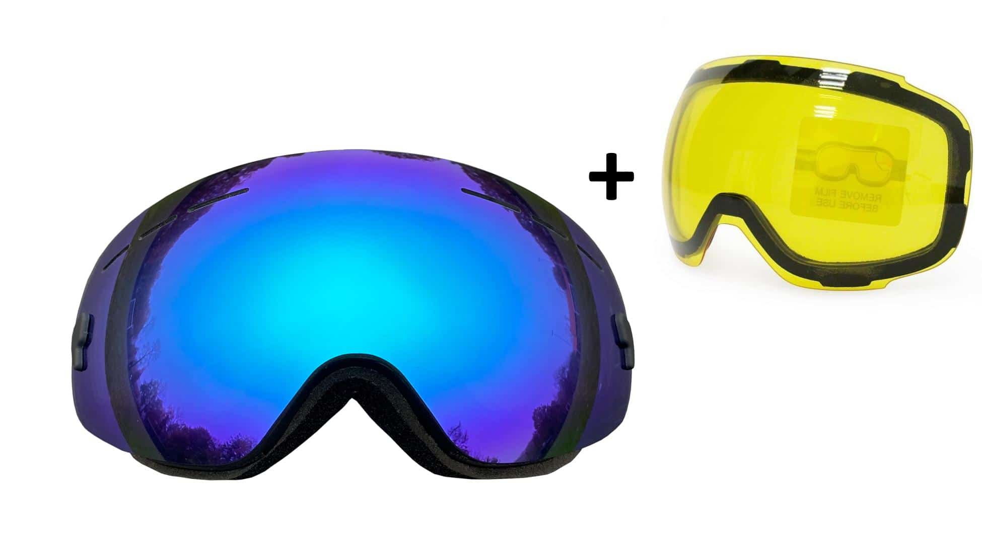 5one® Alpine 2 kinder skibril - Blue revo + gele lens - antic-ondens