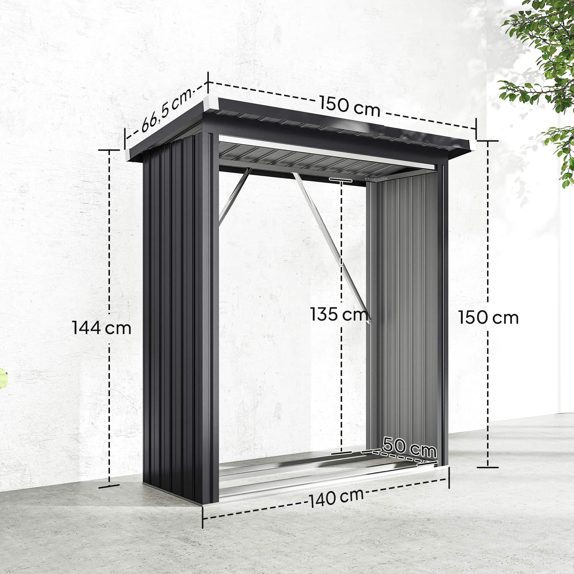 4goodz Houtopslag Gegalvaniseerd Staal met Schuin dak – 66x150x150 cm - Donkergrijs 4goodz Houtopslag Gegalvaniseerd Staal met Schuin dak – 66x150x150 cm - Donkergrijs