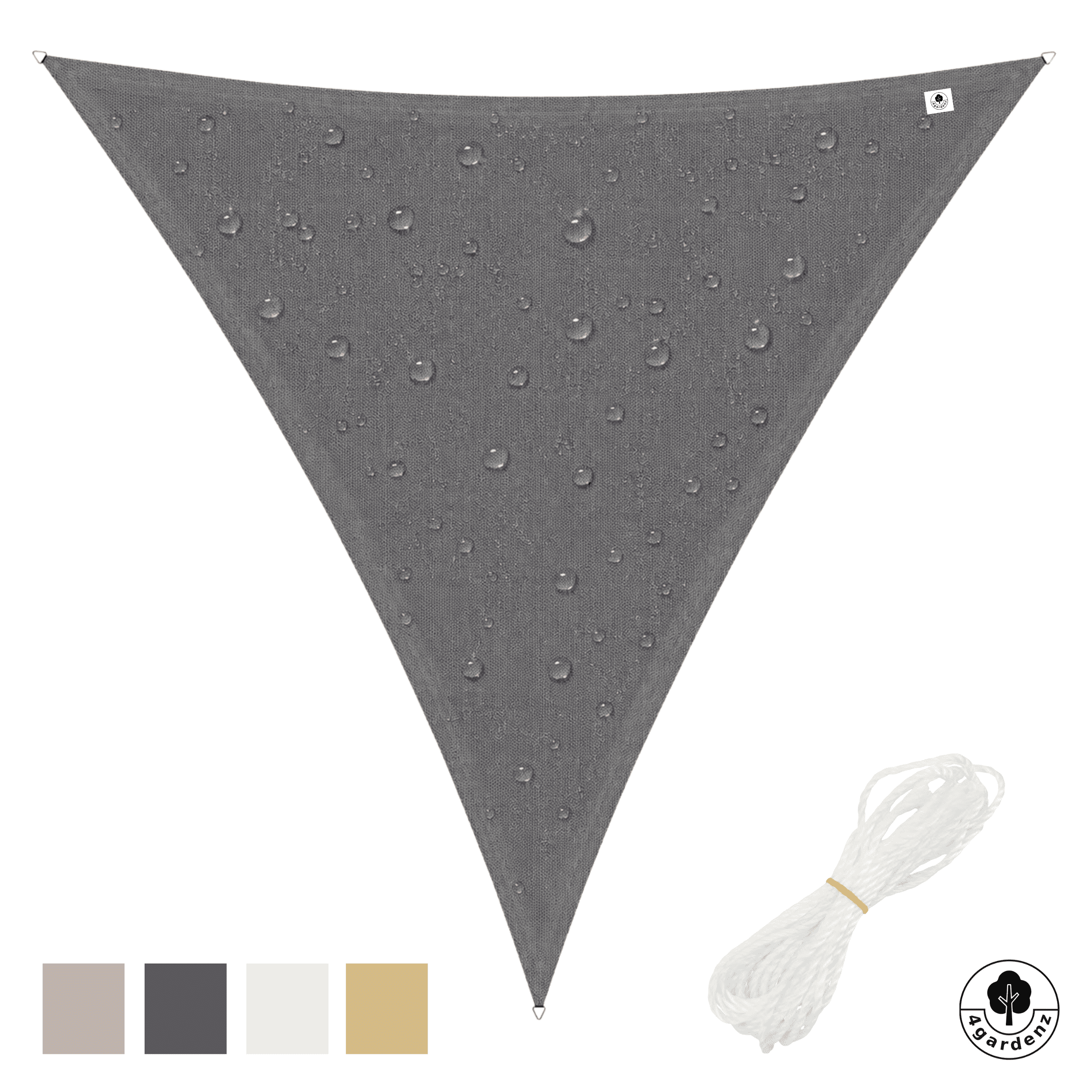4gardenz Schaduwdoek Waterafstotend Driehoek 3x3x3 mtr - Grijs