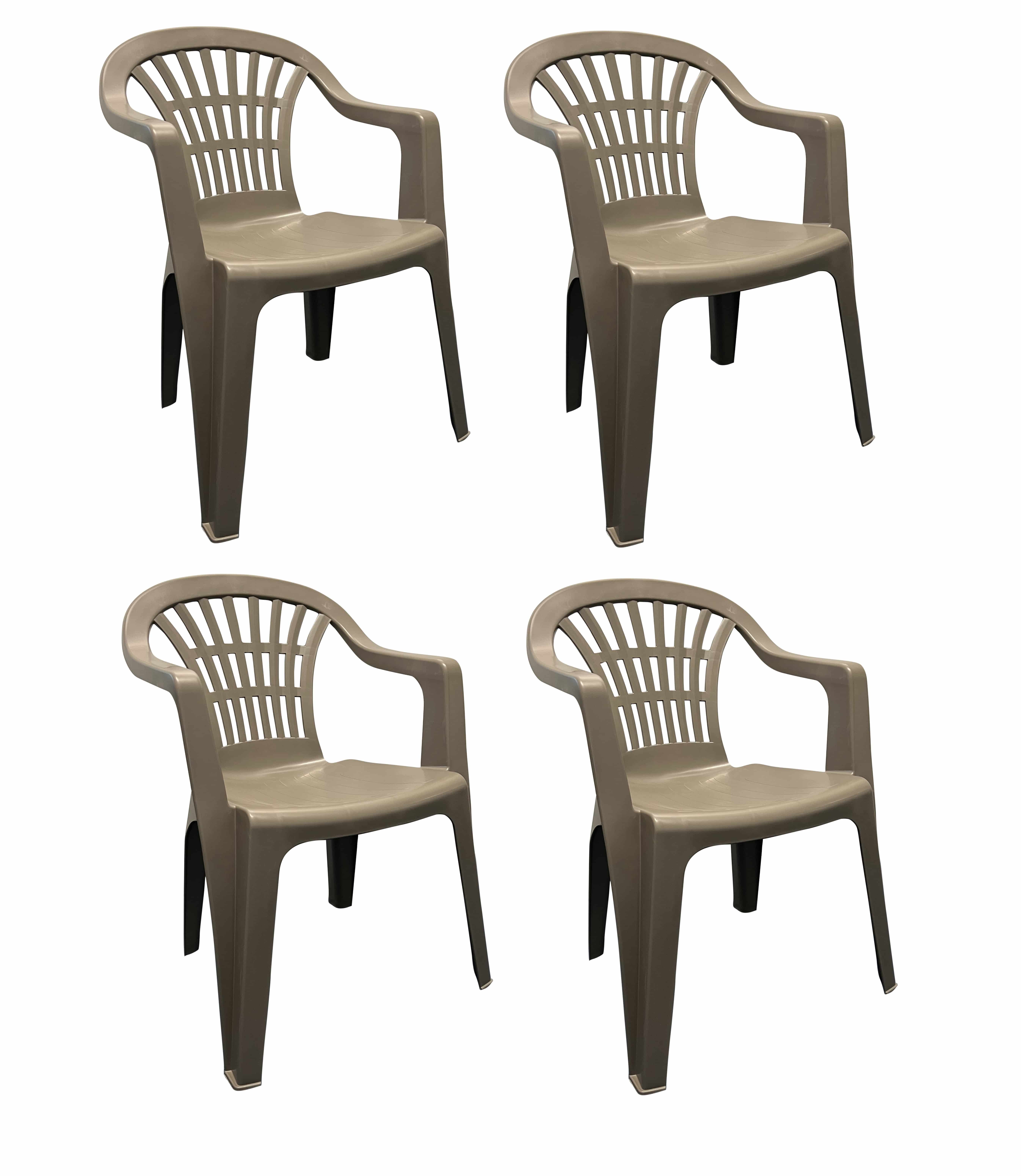 4goodz Siena 4x Taupe Stapelbare Tuinstoelen - Plaatsbesparend