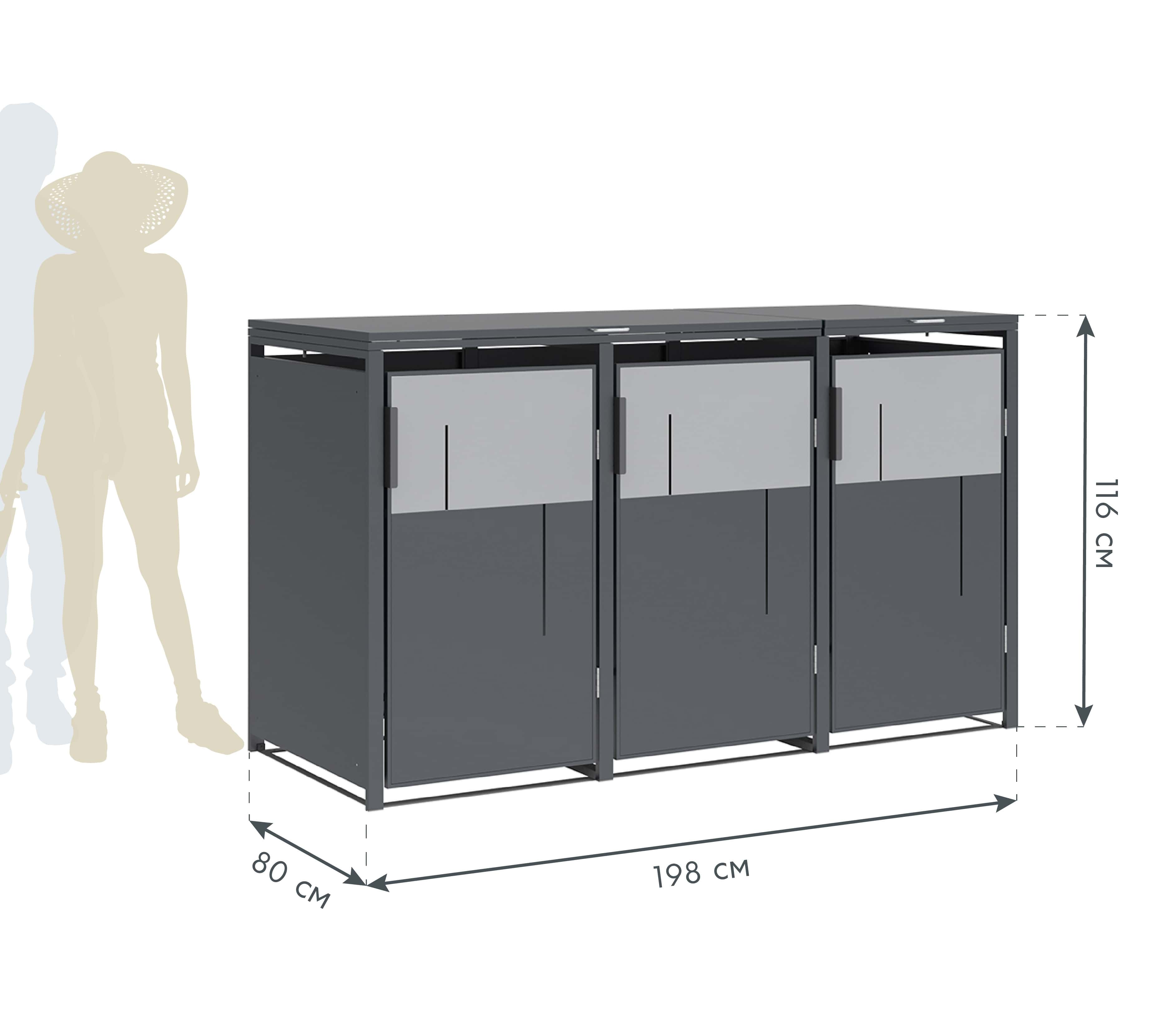 Westmann Varius-3 Metalen Containerombouw voor 3 kliko - Houtlook