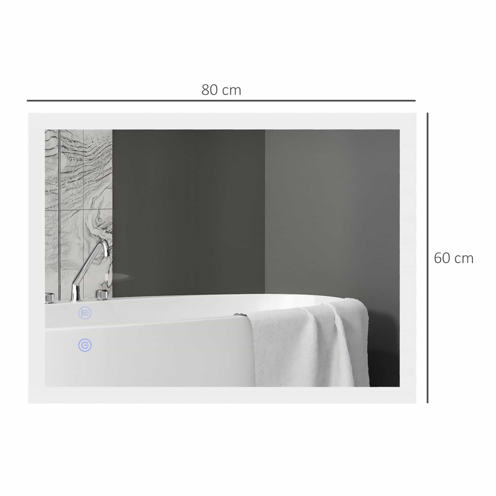 4goodz Badkamerspiegel 80x60 cm LED met Touchbediening 3 Lichtniveaus