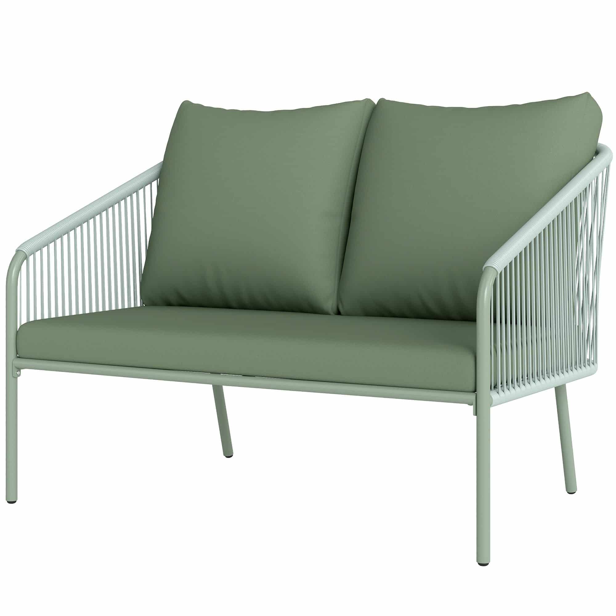 4goodz Polyrattan 2-zits tuinbank met kussens - Groen