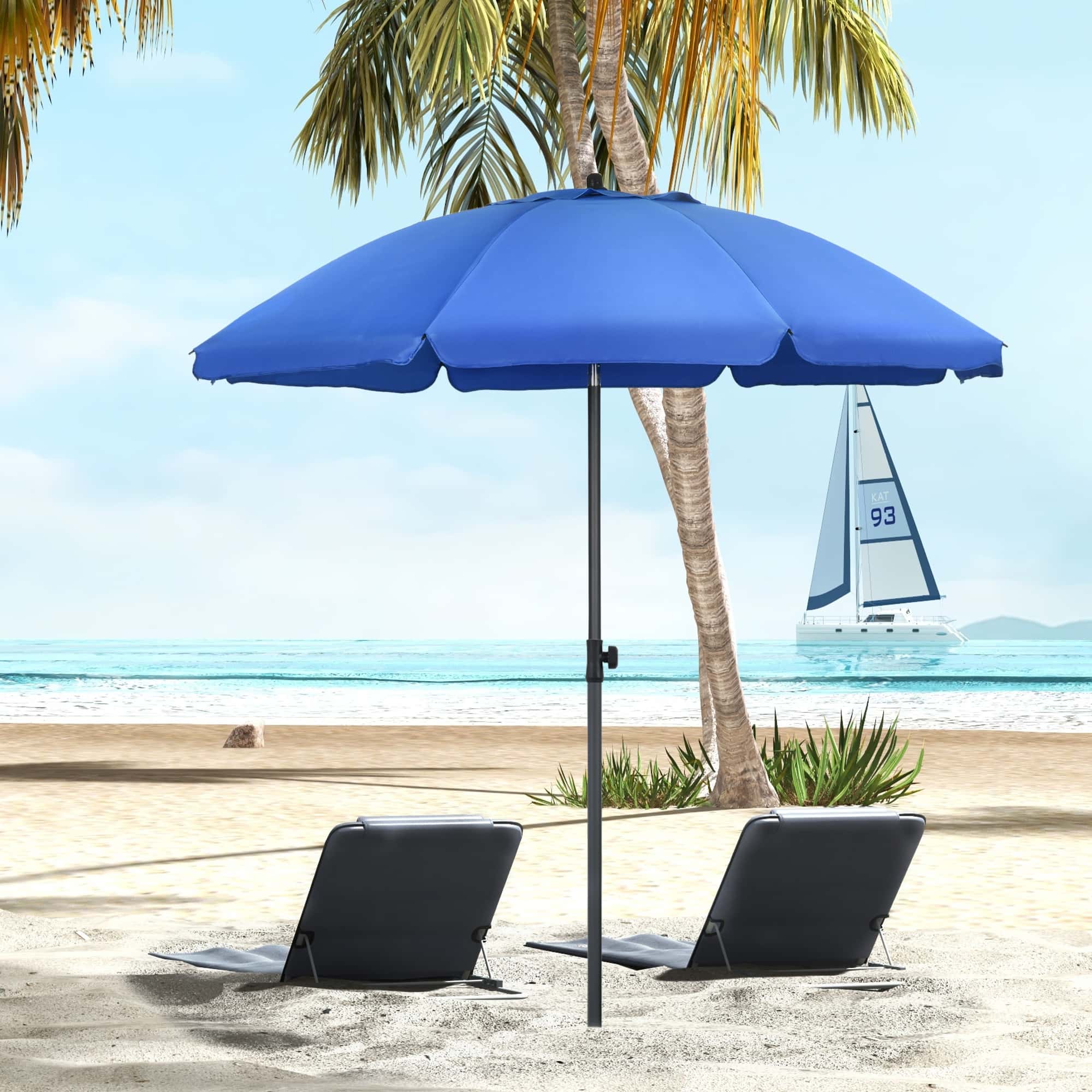 4goodz Strandparasol met Windvanger - Kantelbaar - UV50+ - Blauw