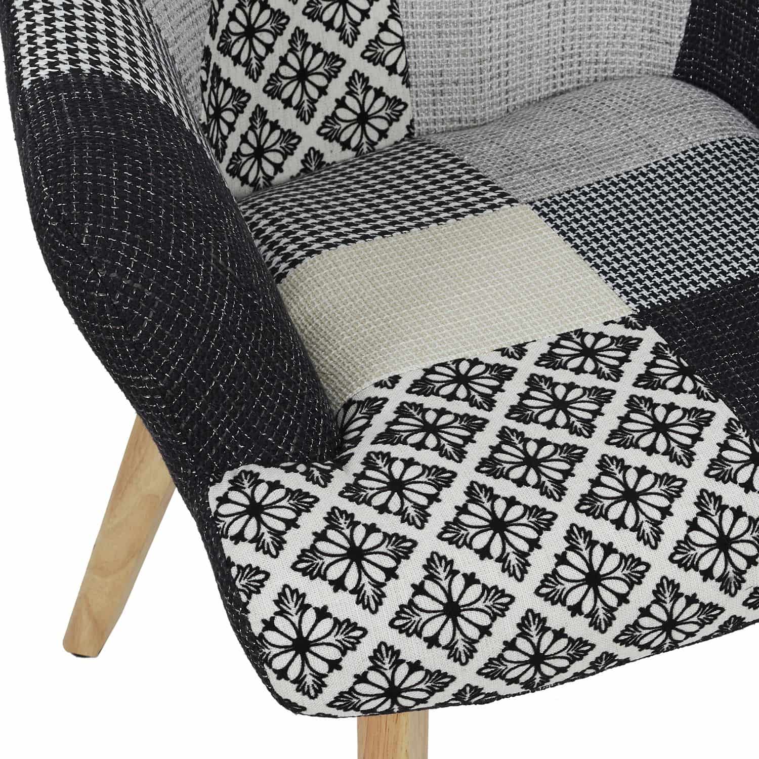 Patchwork Fauteuil met Armleuning Helsinki - Comfortabel - Zwart