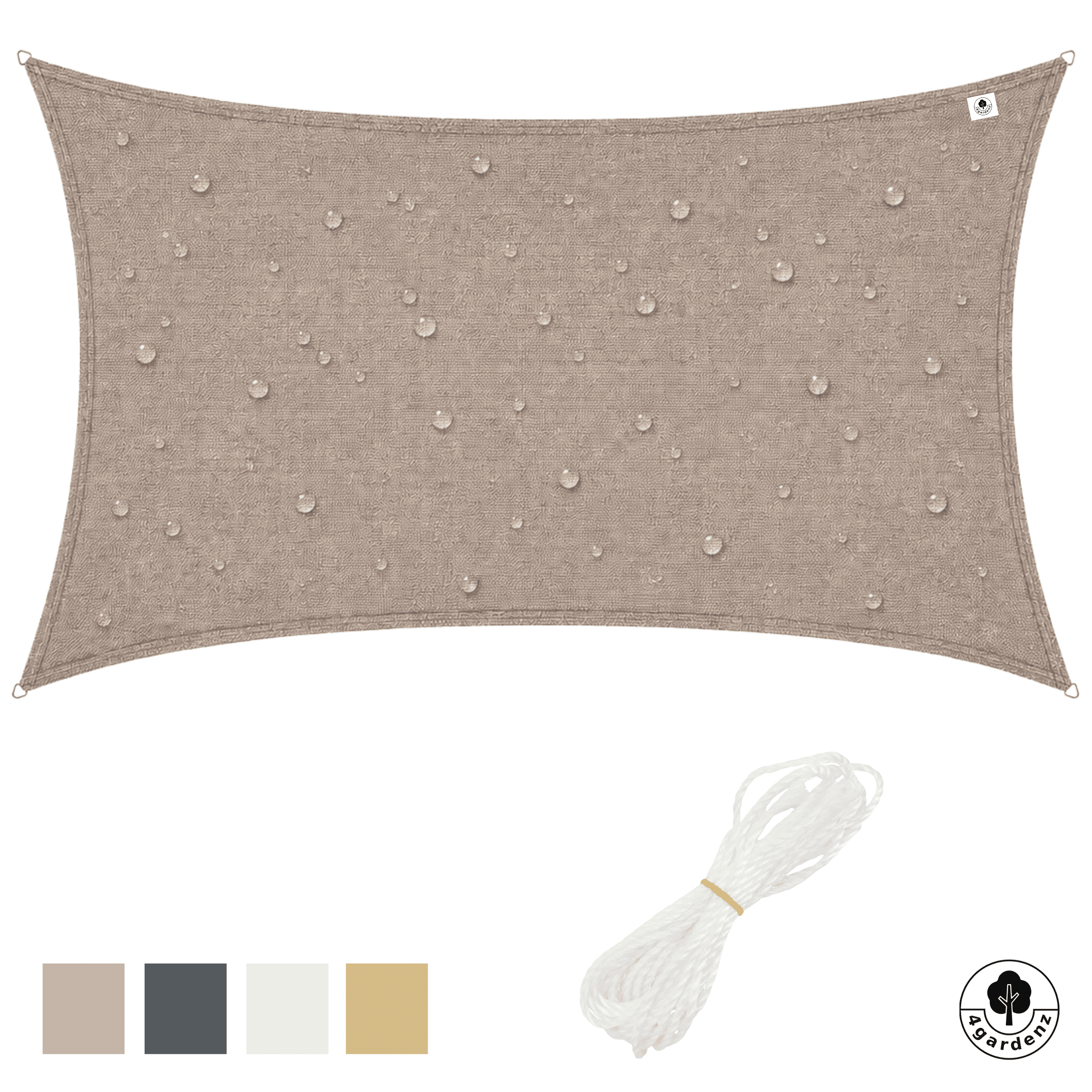 4gardenz Schaduwdoek Waterafstotend Rechthoek 5x6 mtr - Taupe 4gardenz Schaduwdoek Waterafstotend Rechthoek 5x6 mtr - Taupe