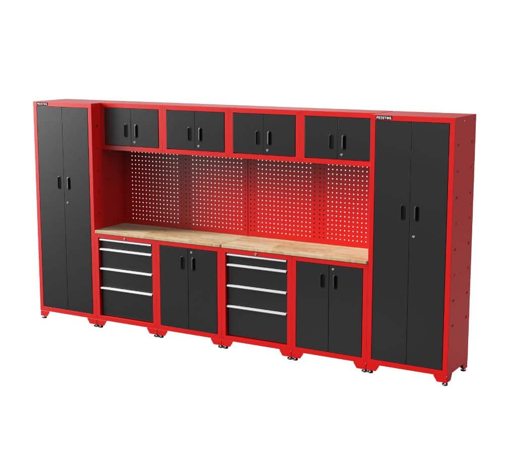 Feistos Gereedschapswand Hoge kast Juno 11 - 46x396x198cm - Zwart/Rood
