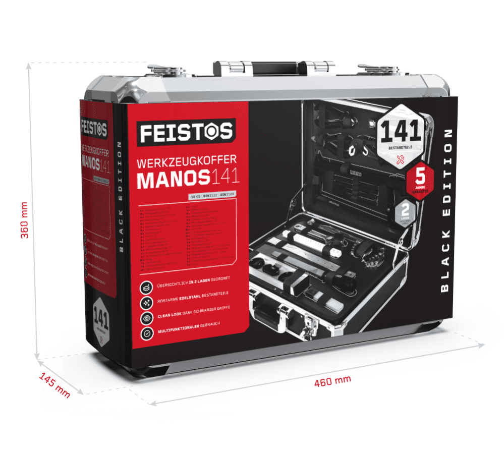 Feistos Manos Metalen gereedschapskoffer - compleet gevuld met 140 stuks gereedschap