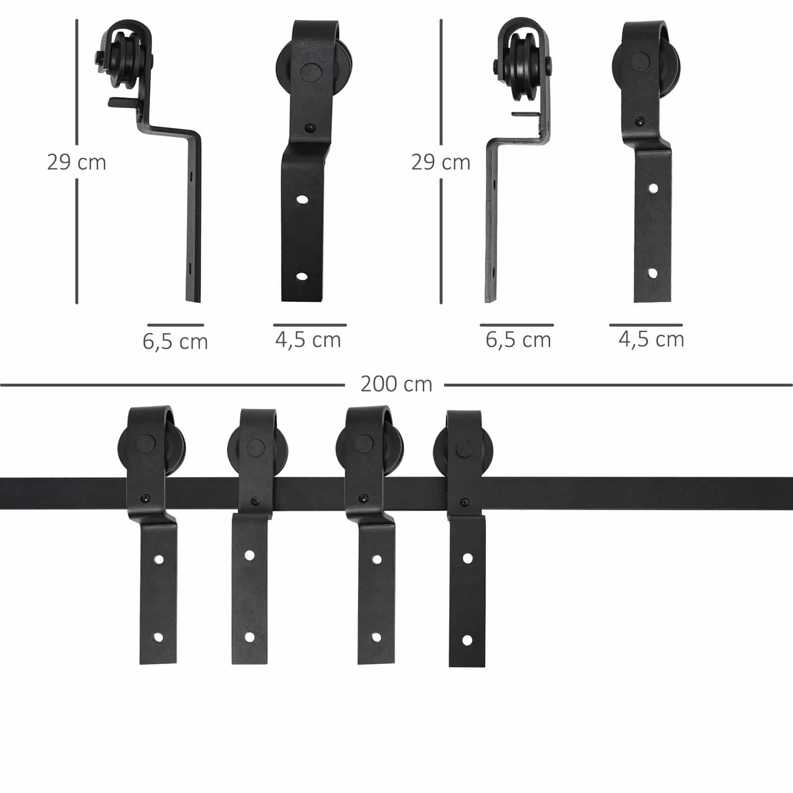 4goodz Loftdeur Schuifdeurrails 200 cm met Soepele Rollen Koolstofstaal - Zwart 4goodz Loftdeur Schuifdeurrails 200 cm met Soepele Rollen Koolstofstaal - Zwart
