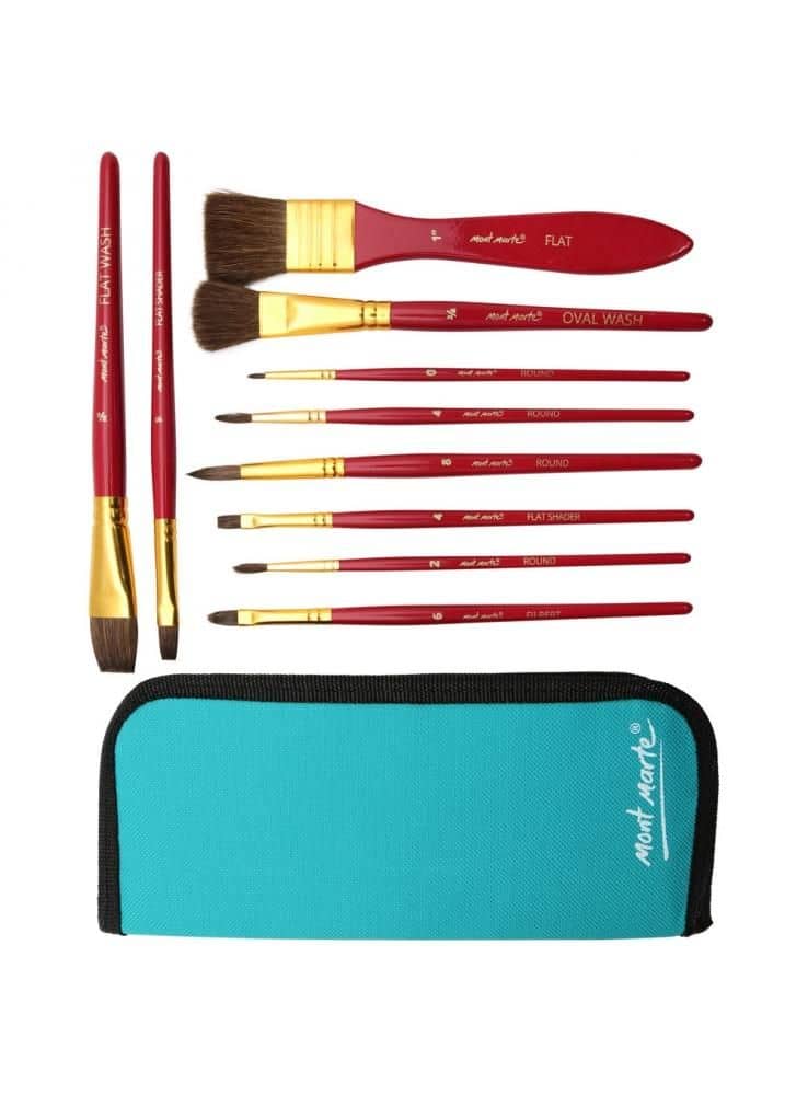 Mont Marte® Signature Penselenset Waterverf 10 stuks in etui - Aquarel penselen Mont Marte® Signature Penselenset Waterverf 10 stuks in etui - Aquarel penselen