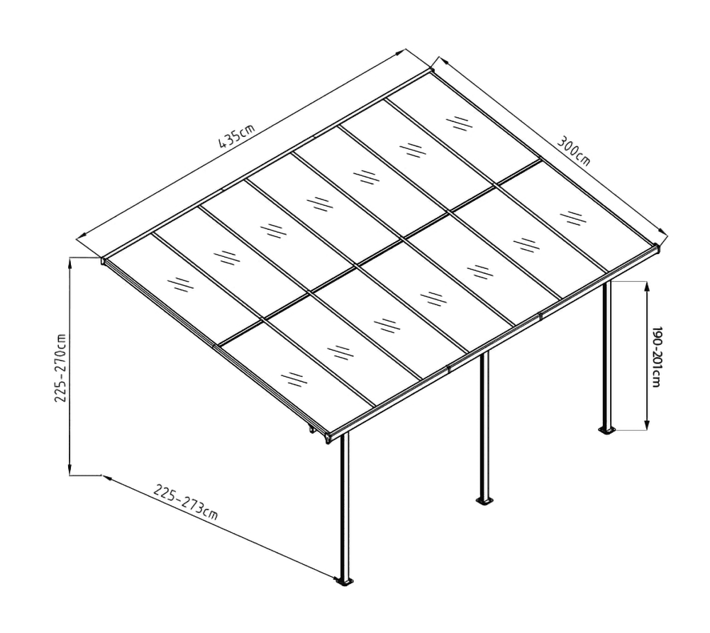 Westmann Aluminium Terrasoverkapping Bruce - 300x435x270 cm - Wit