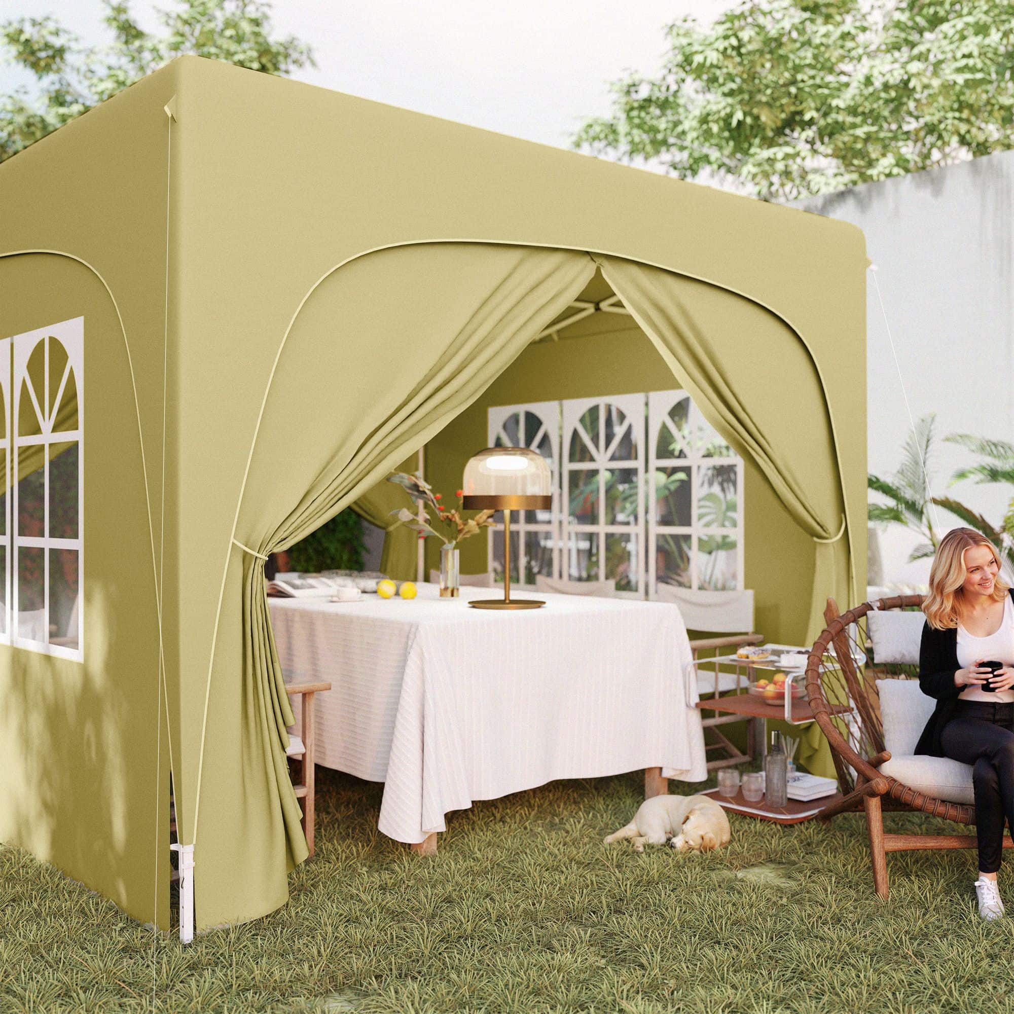 Partytent 300x300 cm met zijwanden - Creme