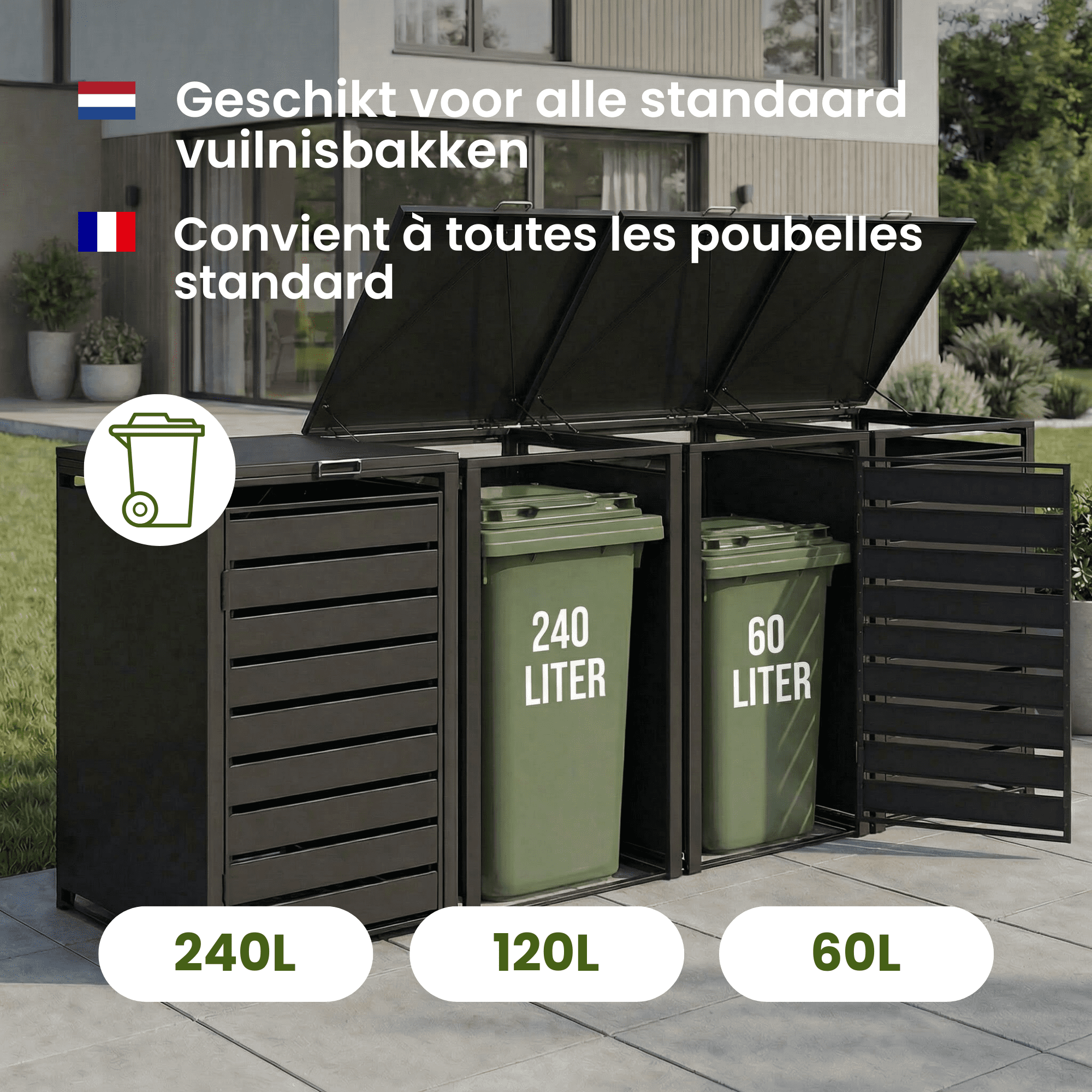 4gardenz® Premium Containerombouw 2 bakken - Kliko Ombouw – Zwart