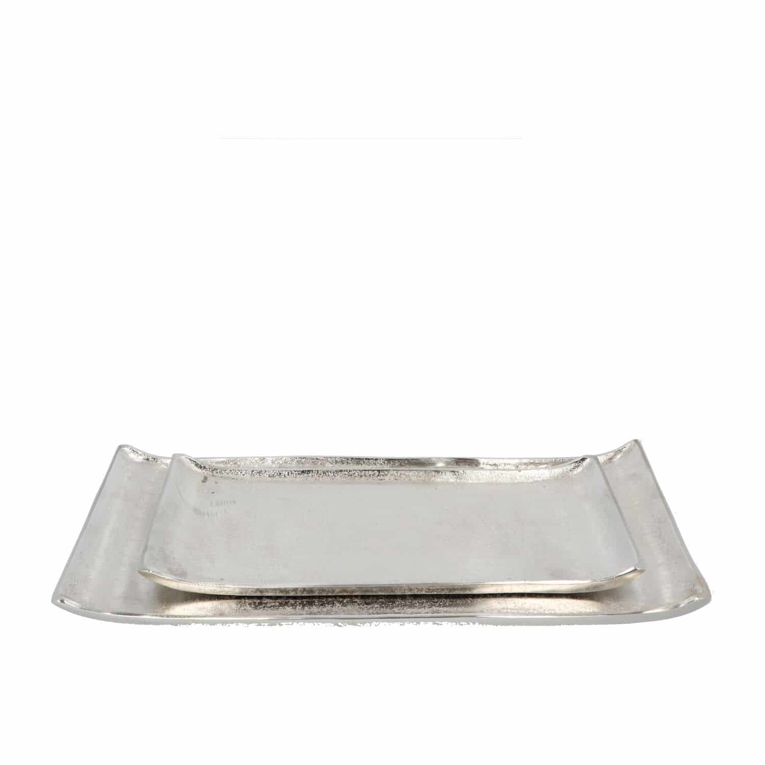 4goodz Zilveren Decoratieve Dienbladen Set – 2 Stuks Aluminium