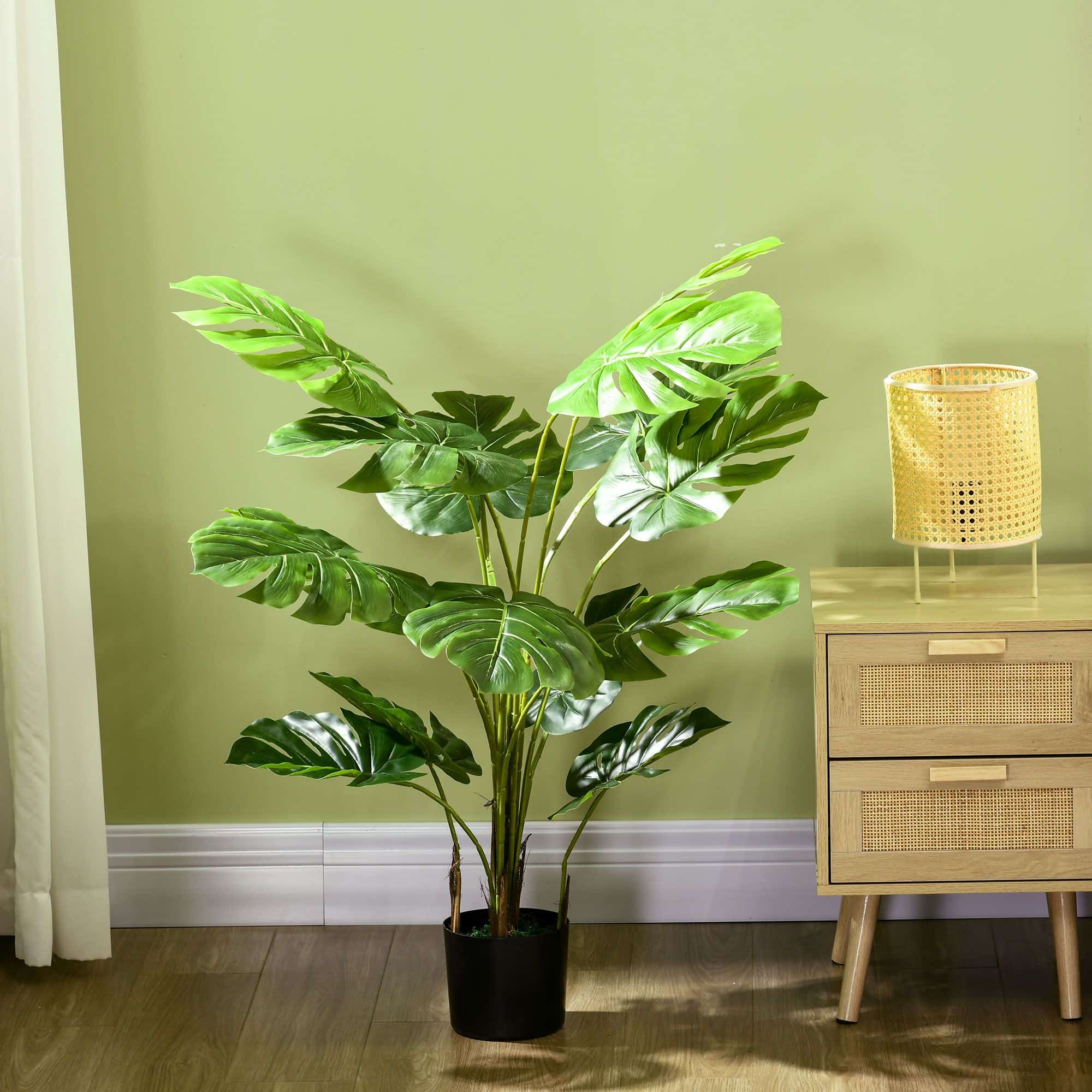 4goodz Kunstplant Monstera 120 cm Kunstplant met Pot en Mos