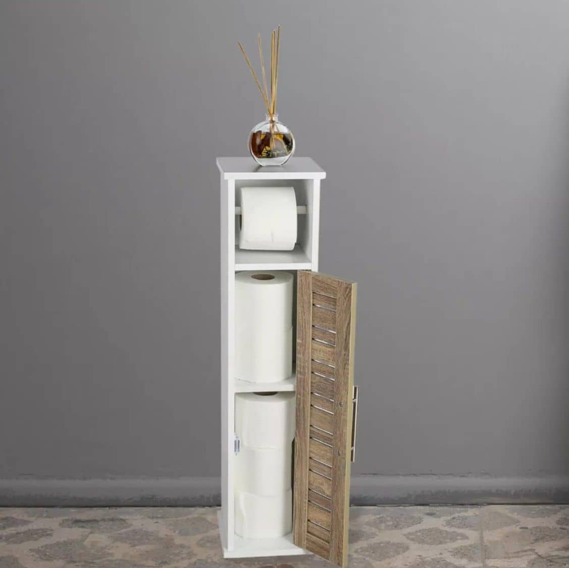Toiletrolhouder met toiletroldispenser Stockholm - 18x18x75 cm - Bruin