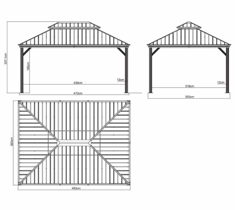 Sojag Paviljoen Pergola Messina 483x363 cm - Champagnekleurig