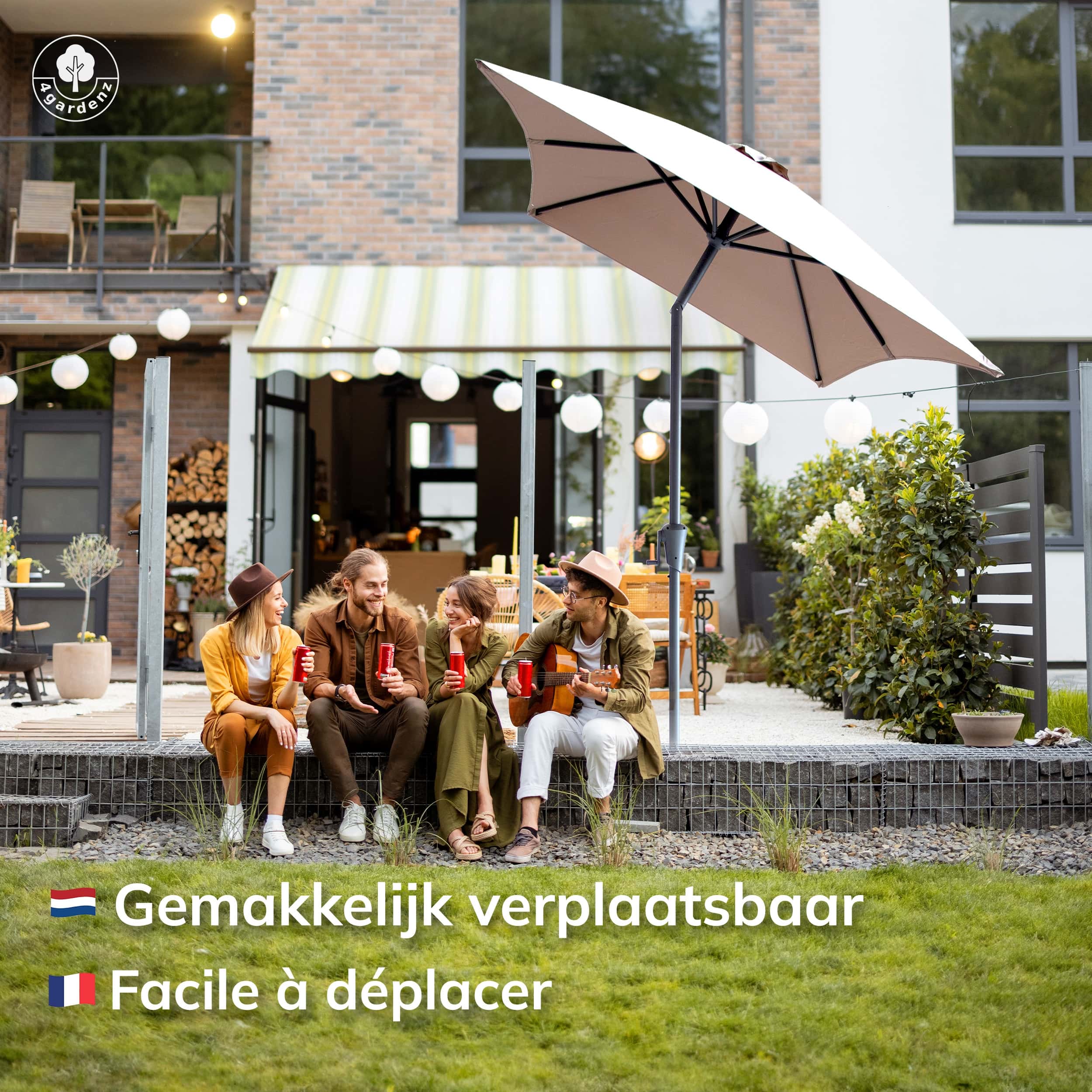 4gardenz® Parasol Rechthoek 150x250cm Kantelbaar - Balkonparasol Taupe