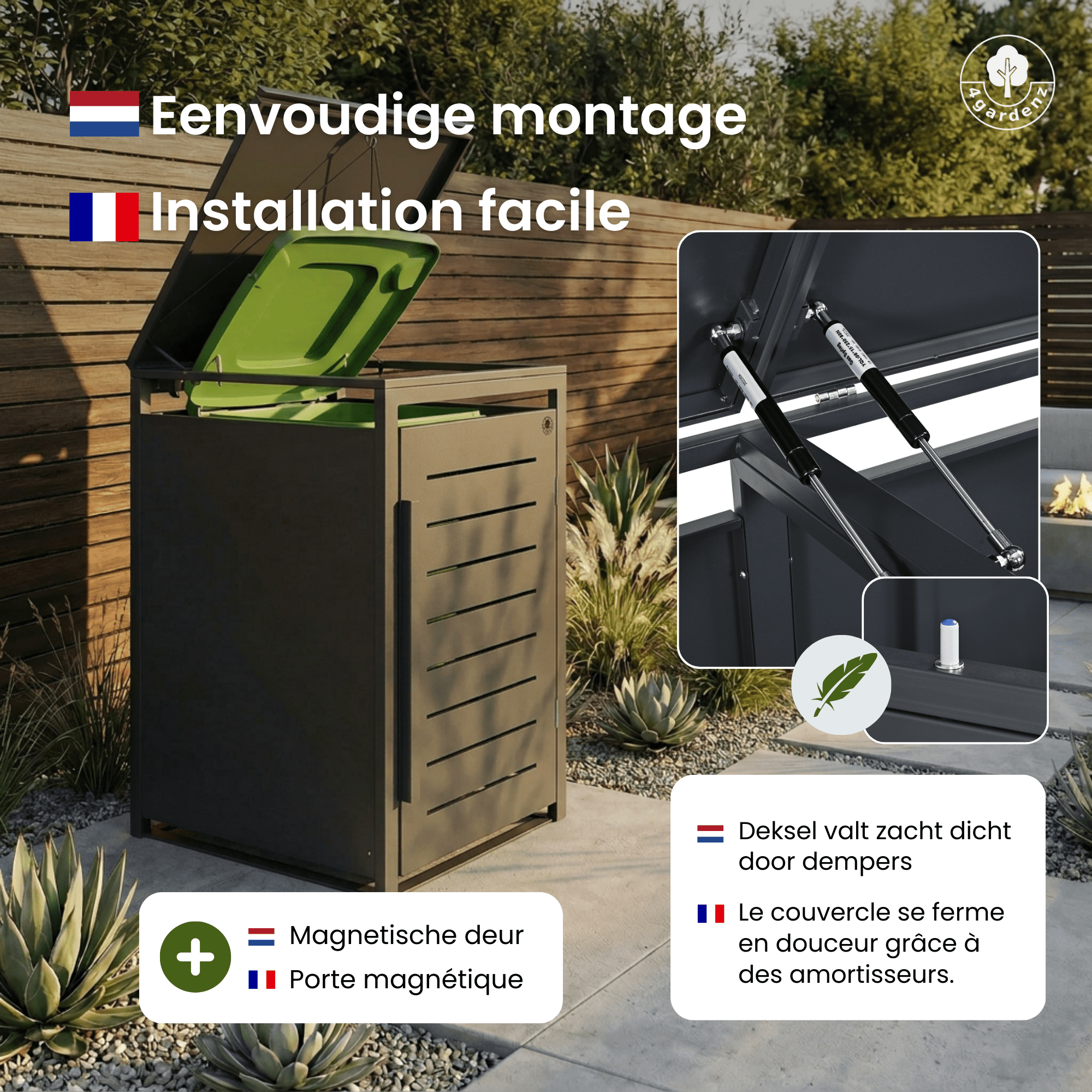 4gardenz® Slimline Kliko Containerombouw 3 Afvalbakken - Antraciet