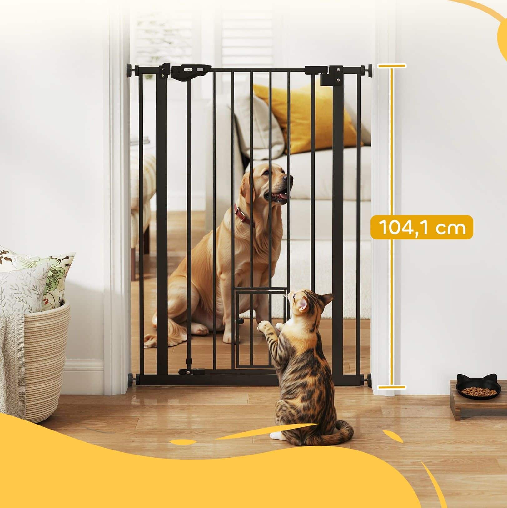 4goodz Uitschuifbaar Traphek 74-80 cm voor Huisdieren - Zwart