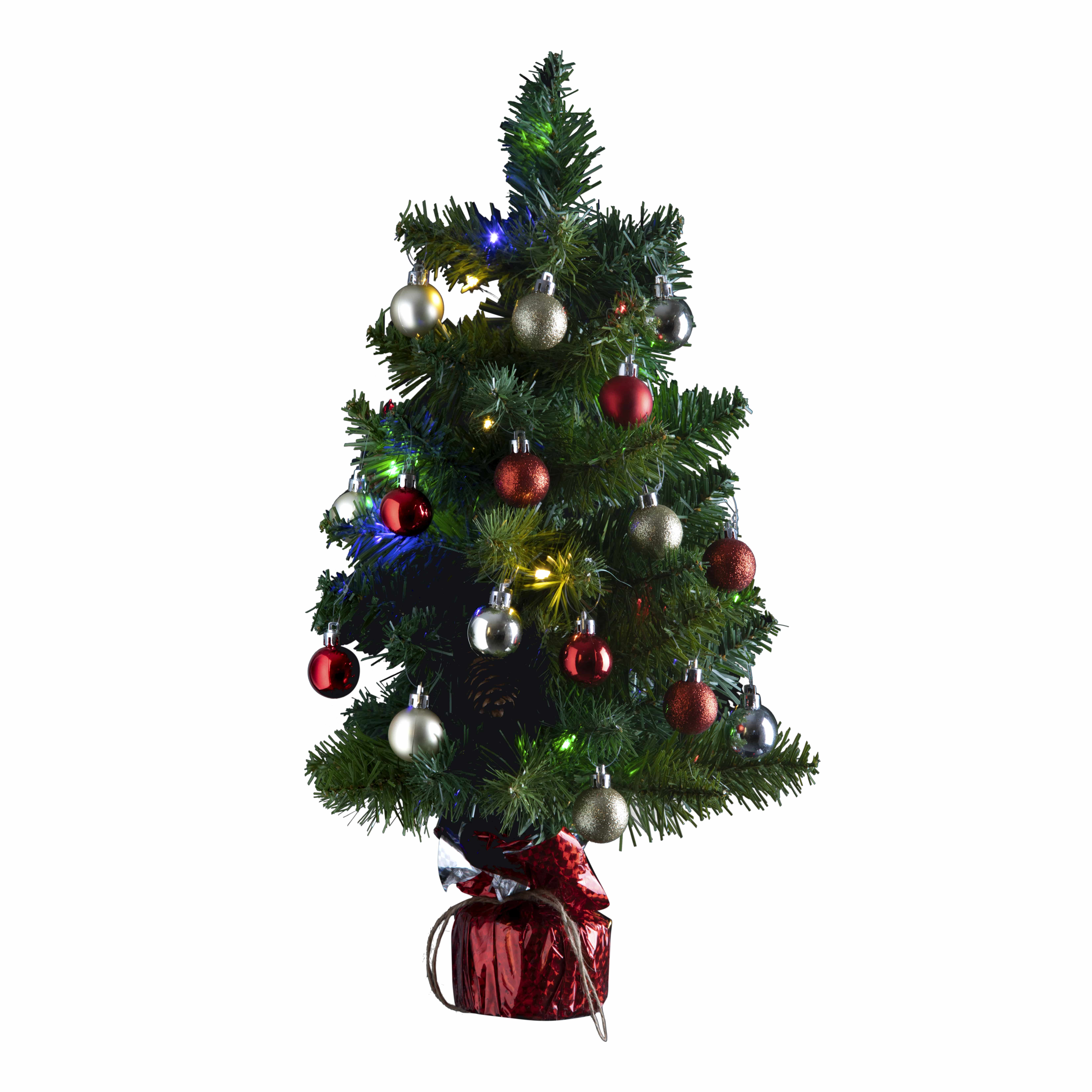 4goodz Kunstkerstboom LED Verlichting en versiering 50cm - Rood/Zilver