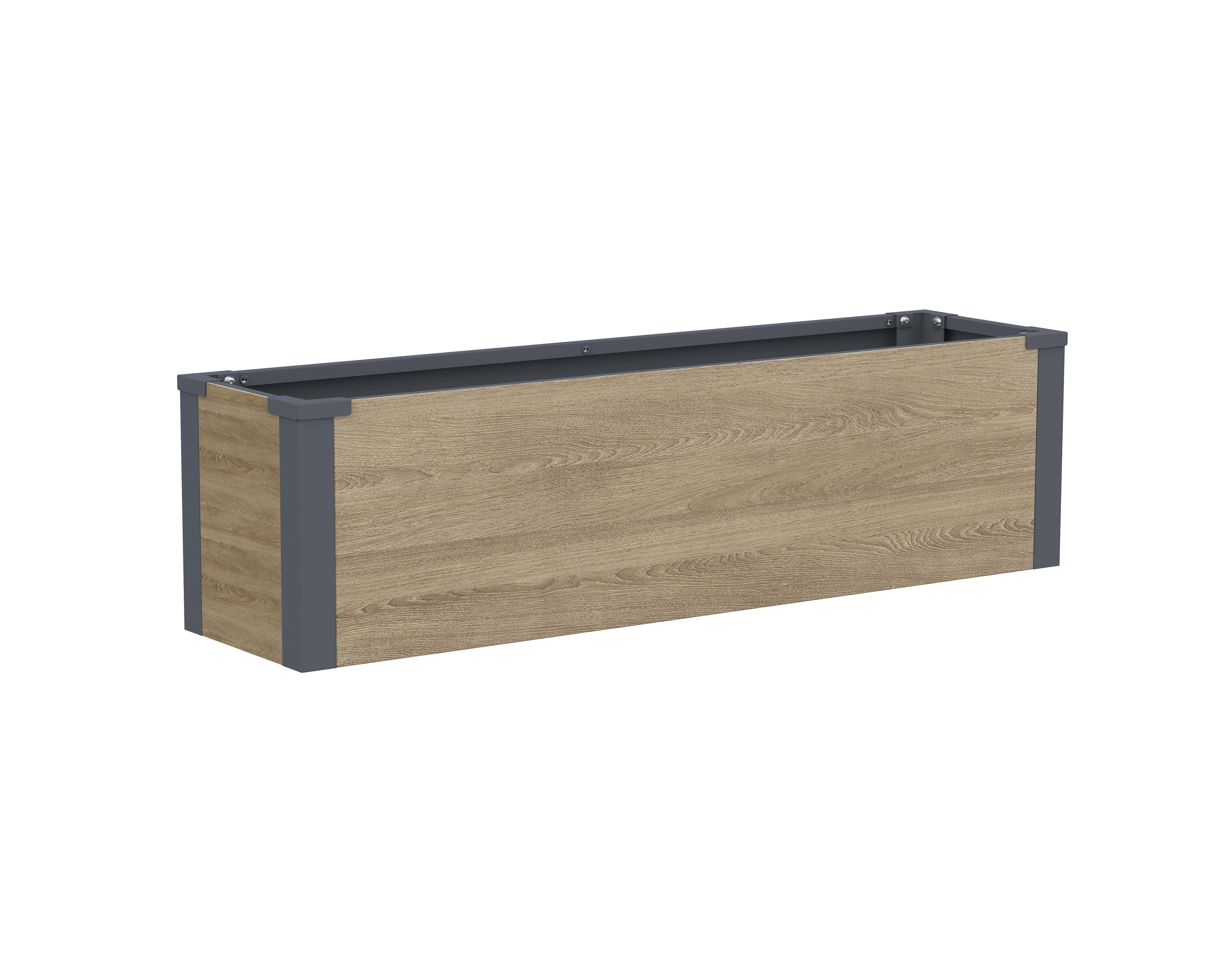 Westmann Talus M - Metalen Plantenbak met bodem 100x25x27 cm - Houtlook