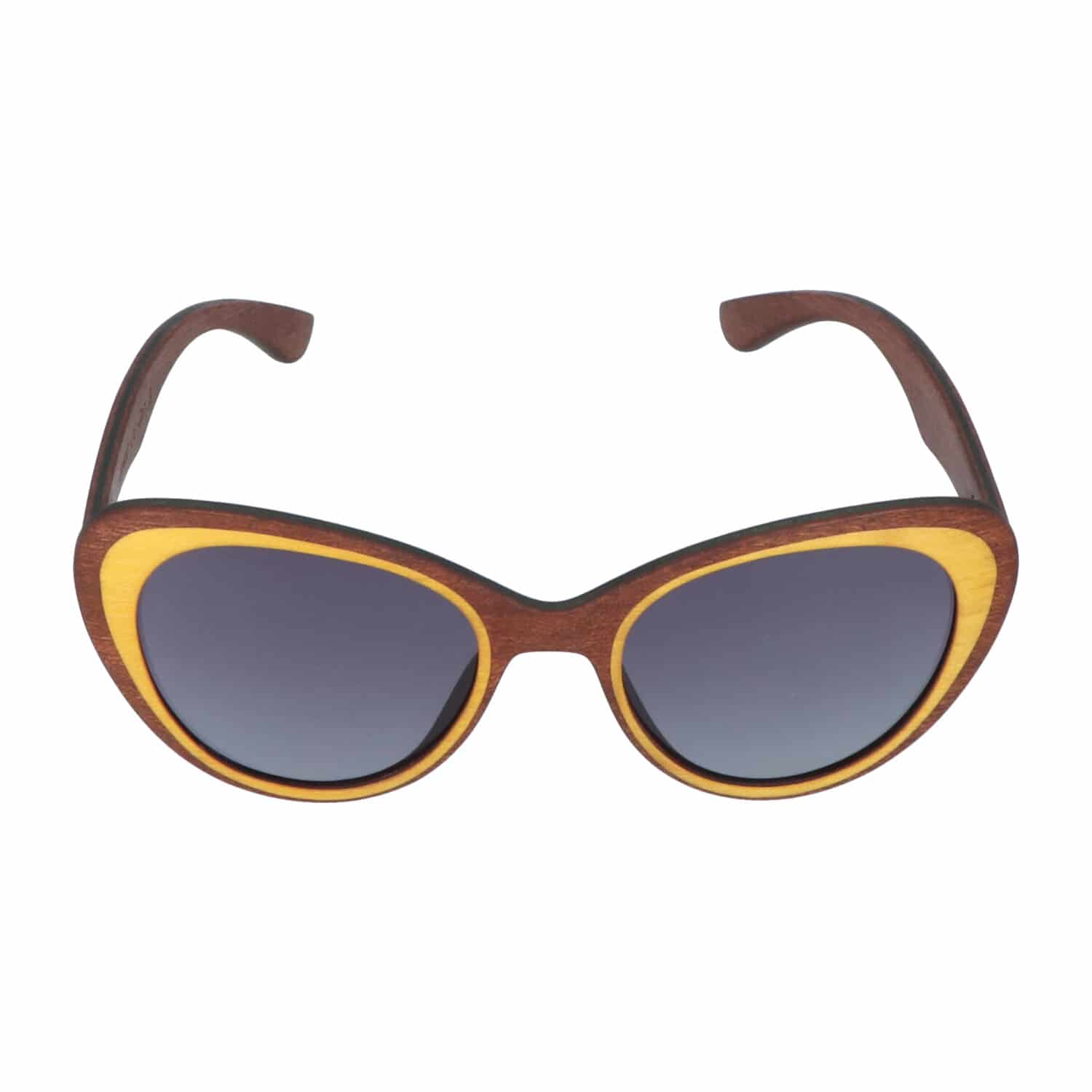 5one® Napoli - Houten Cateye dames zonnebril - grijze lens