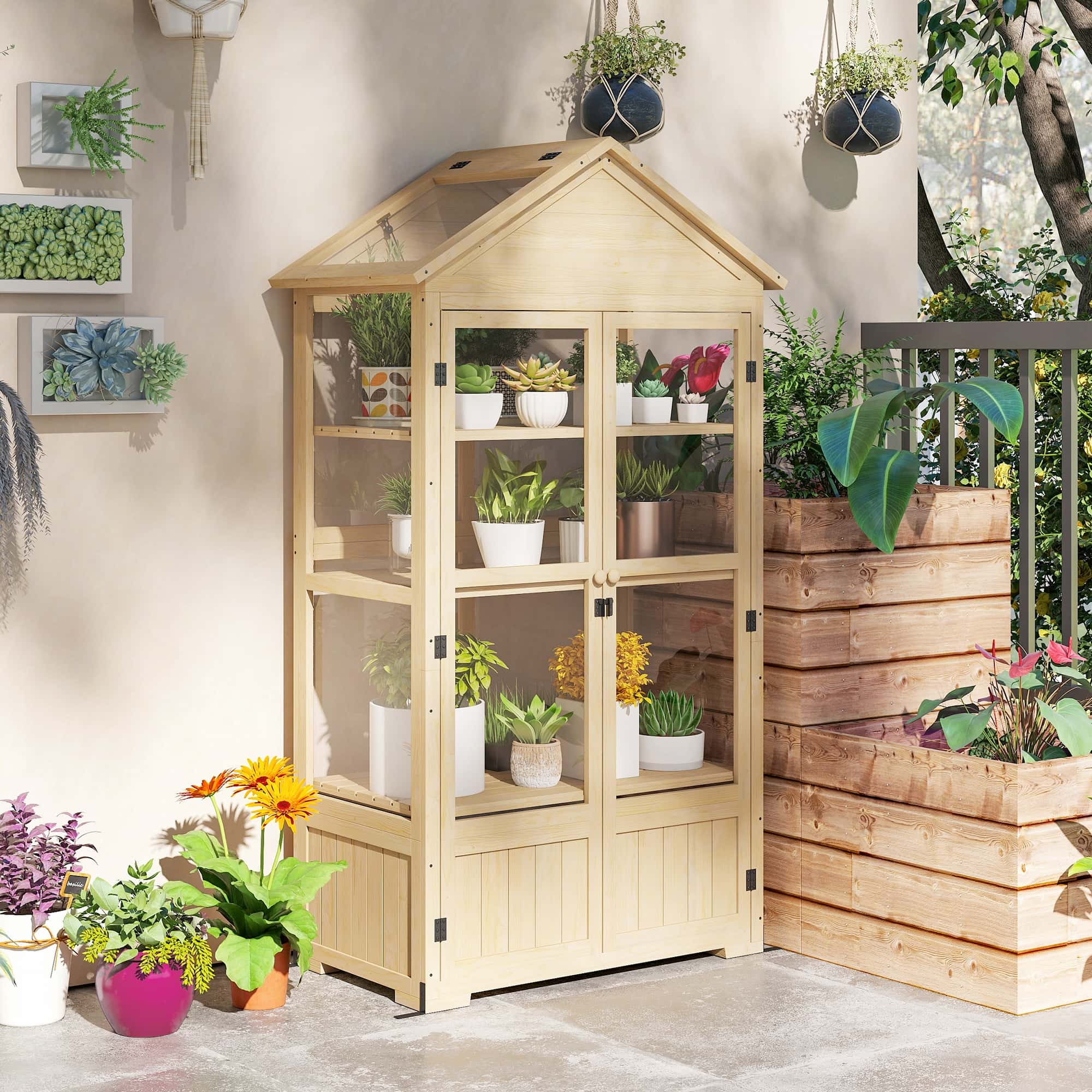 4goodz 4-Laags Kweekkas Tuinkas met Deuren en Ramen - Bruin 4goodz 4-Laags Kweekkas Tuinkas met Deuren en Ramen - Bruin