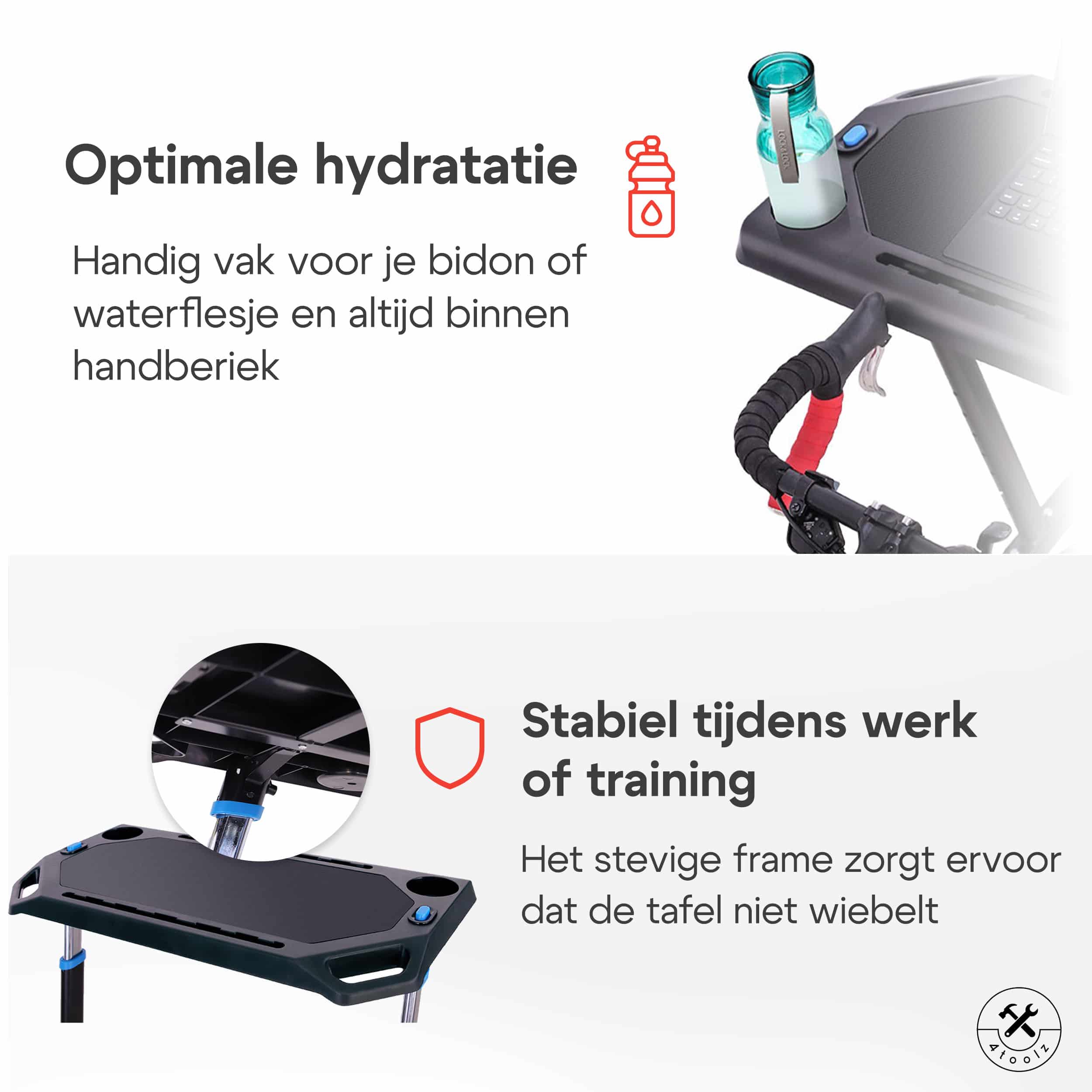 4toolz® Fietstrainer Tafel - Laptop tafel voor fietstrainer - Stabureau In hoogte verstelbaar